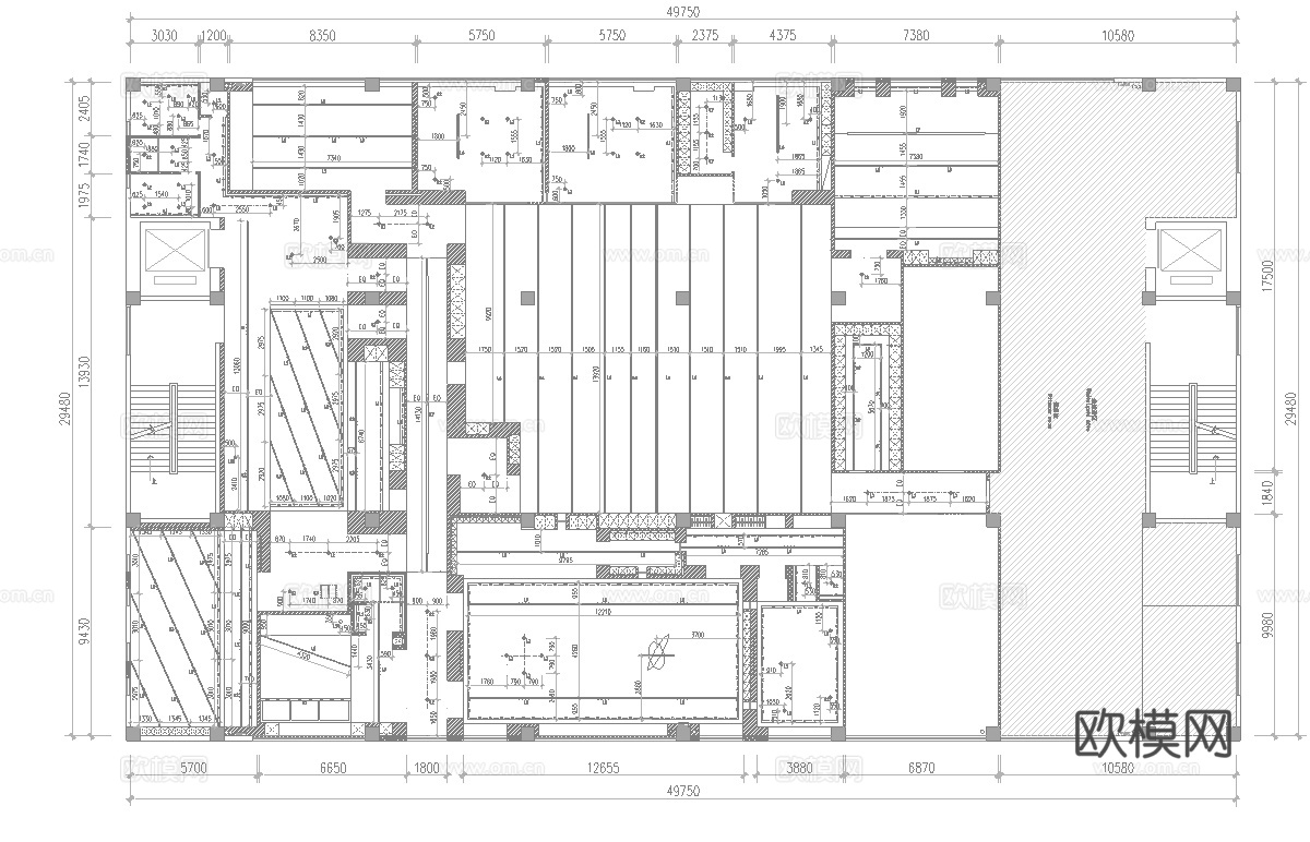 1500平办公室 最新全套办公室施工图cad施工图
