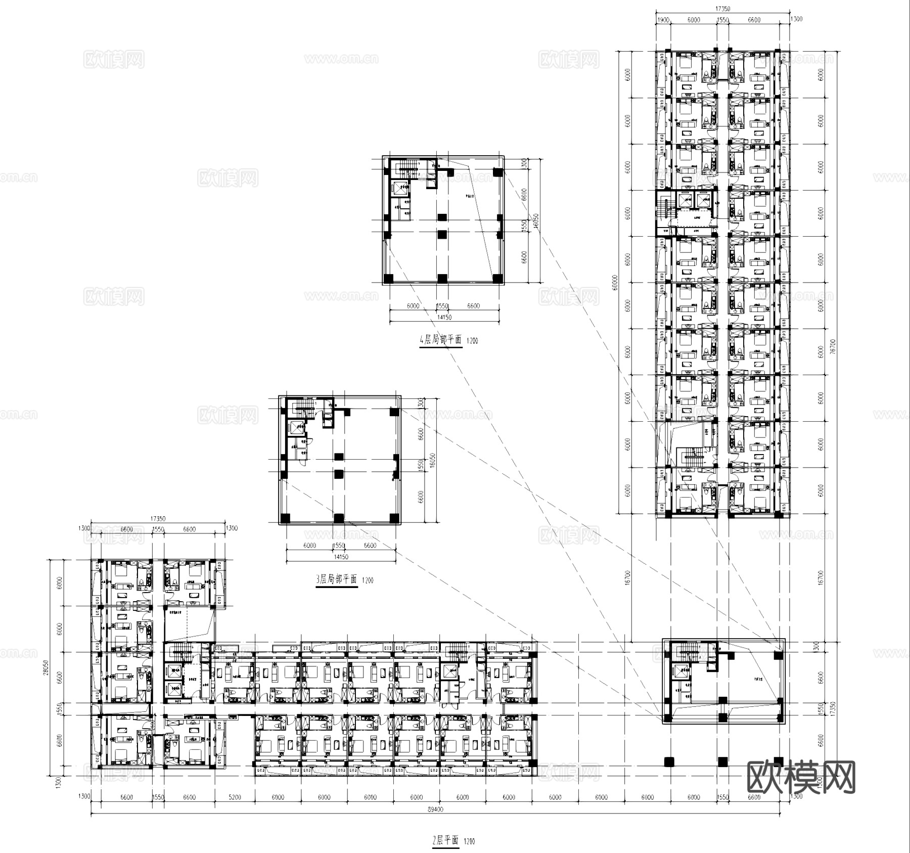 600户公寓住宅建筑平面户型图CAD施工图cad施工图