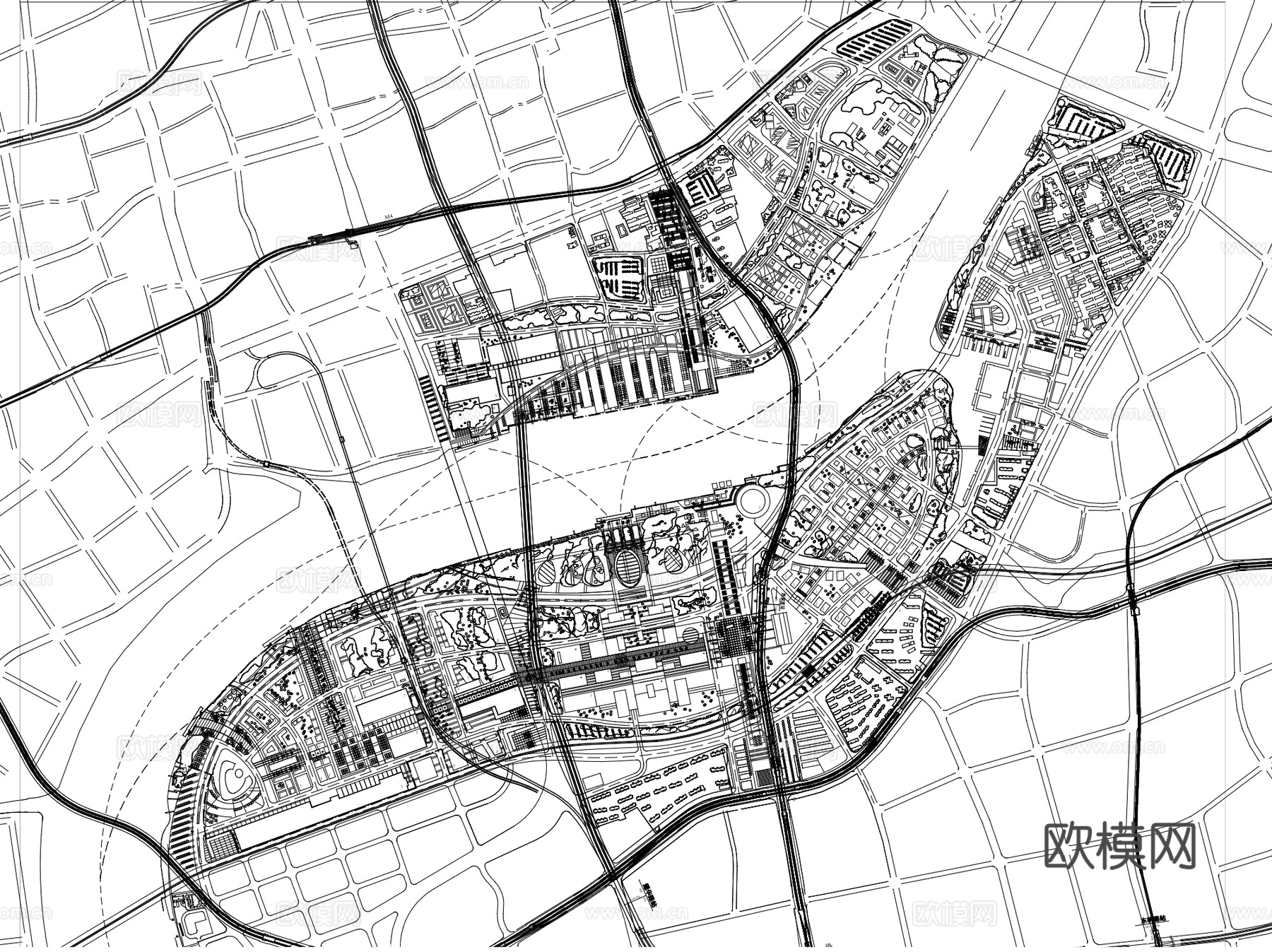 城市设计区域规划总平面CAD施工图集 50套cad施工图