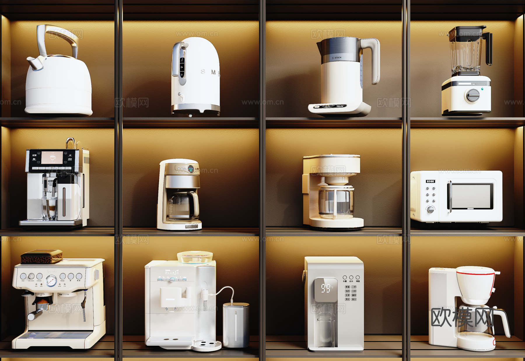 现代咖啡机 烧水壶su模型
