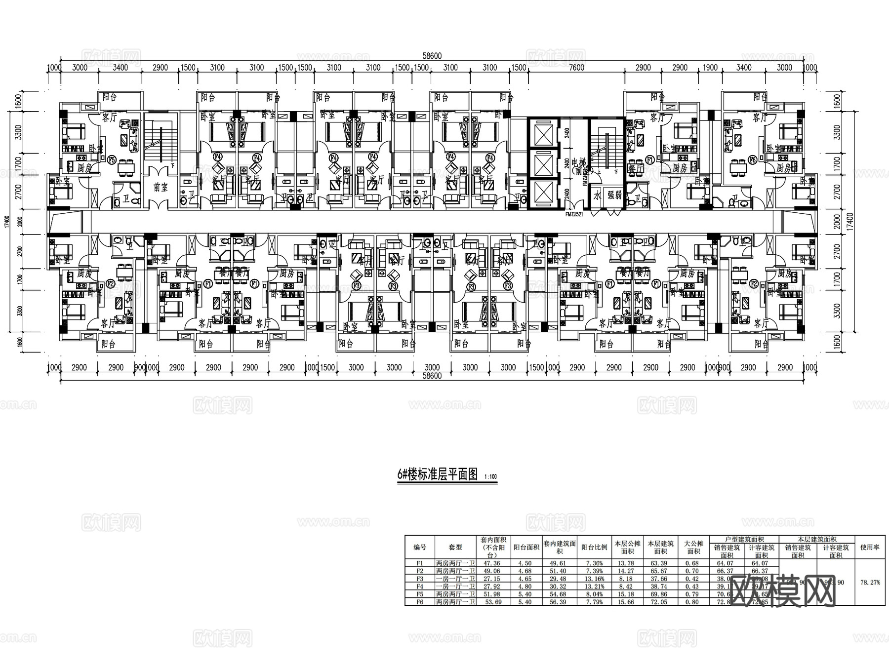 23层住宅楼平面剖面CAD施工图cad施工图