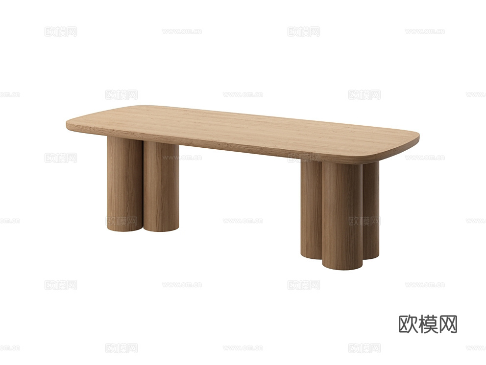 LoftDesigne 原木风餐桌3d模型下载（渲染图1）