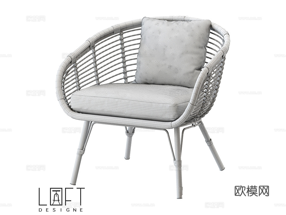 LoftDesigne 中古风户外椅3d模型下载（渲染图2）