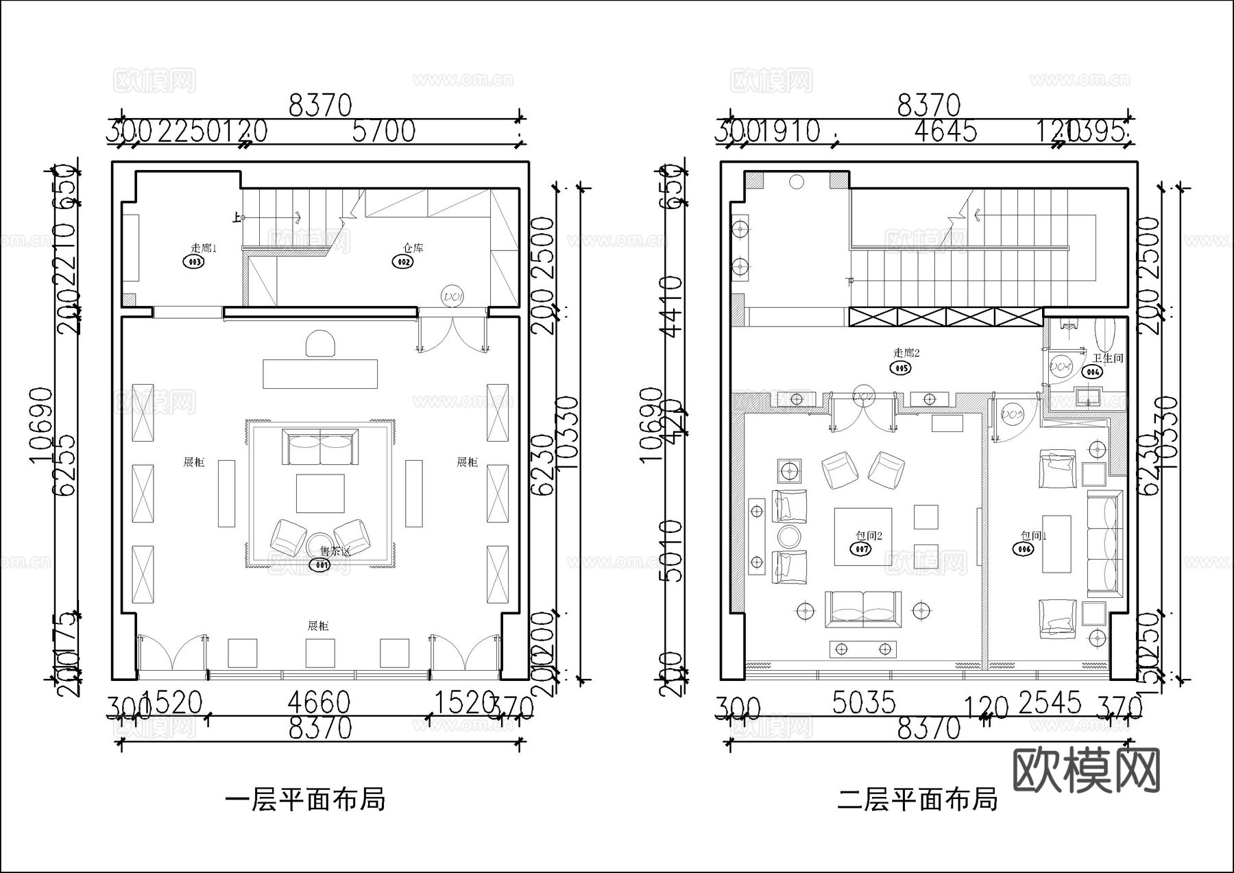 茶叶店展厅平面方案cad施工图