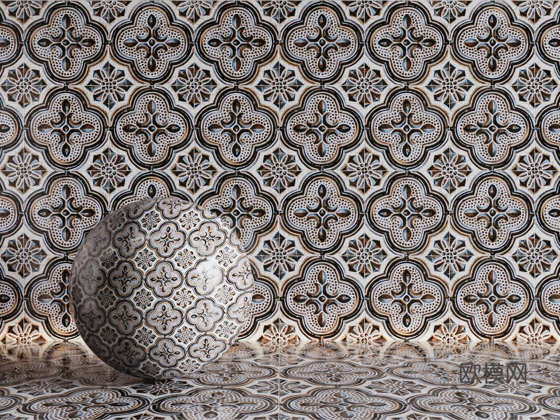 法式拼花瓷砖 厨房瓷砖 洗手间瓷砖 地砖 墙砖 花砖su模型