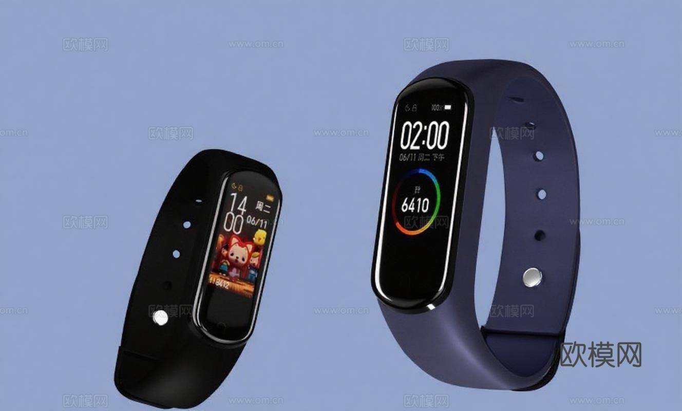 智能手环 健康监测 运动追踪 科技感设计 双色时尚款 商务推广优选免费3d模型