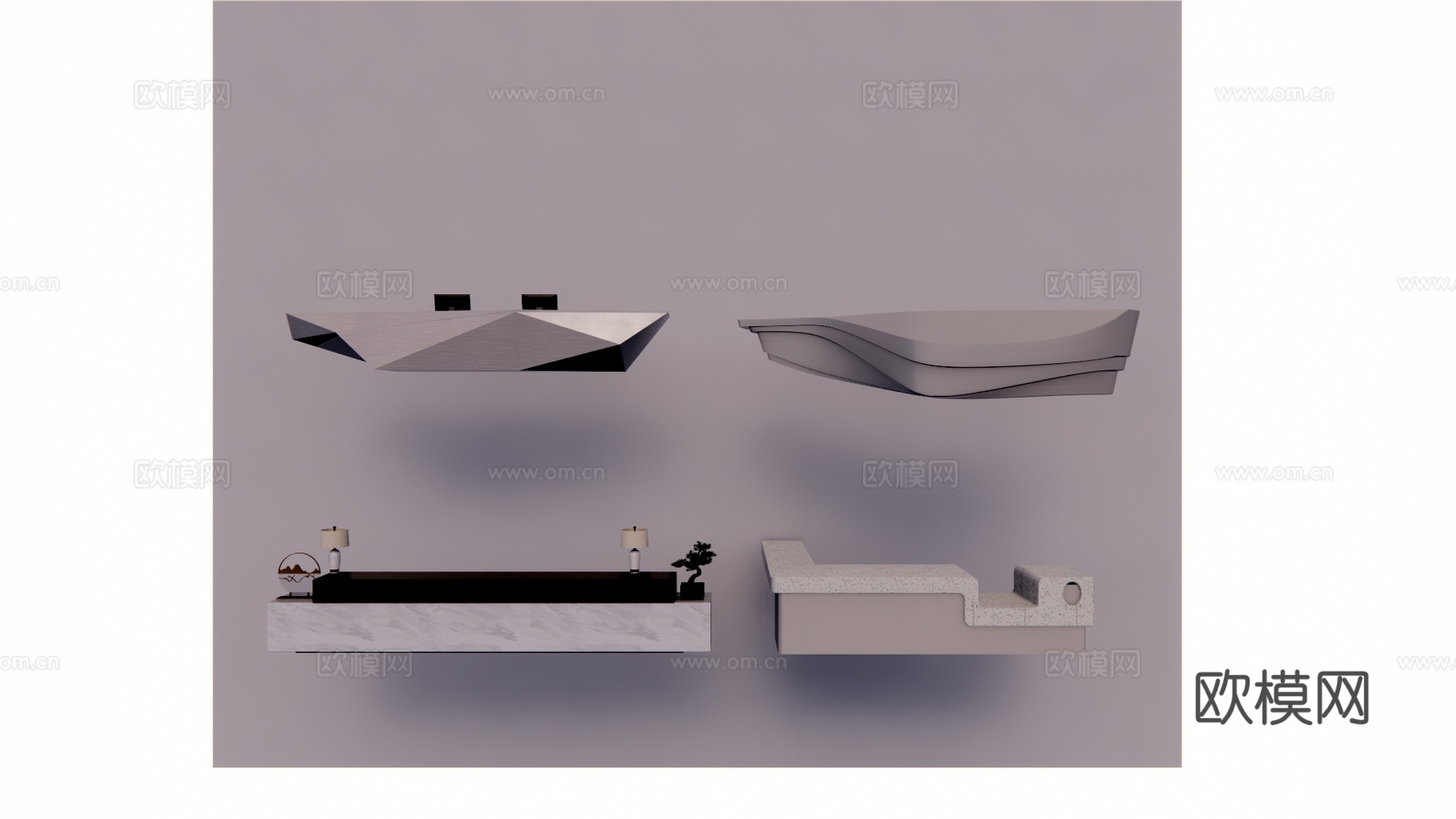 大厅 公司前台 接待 电脑 展厅 前台接待su模型