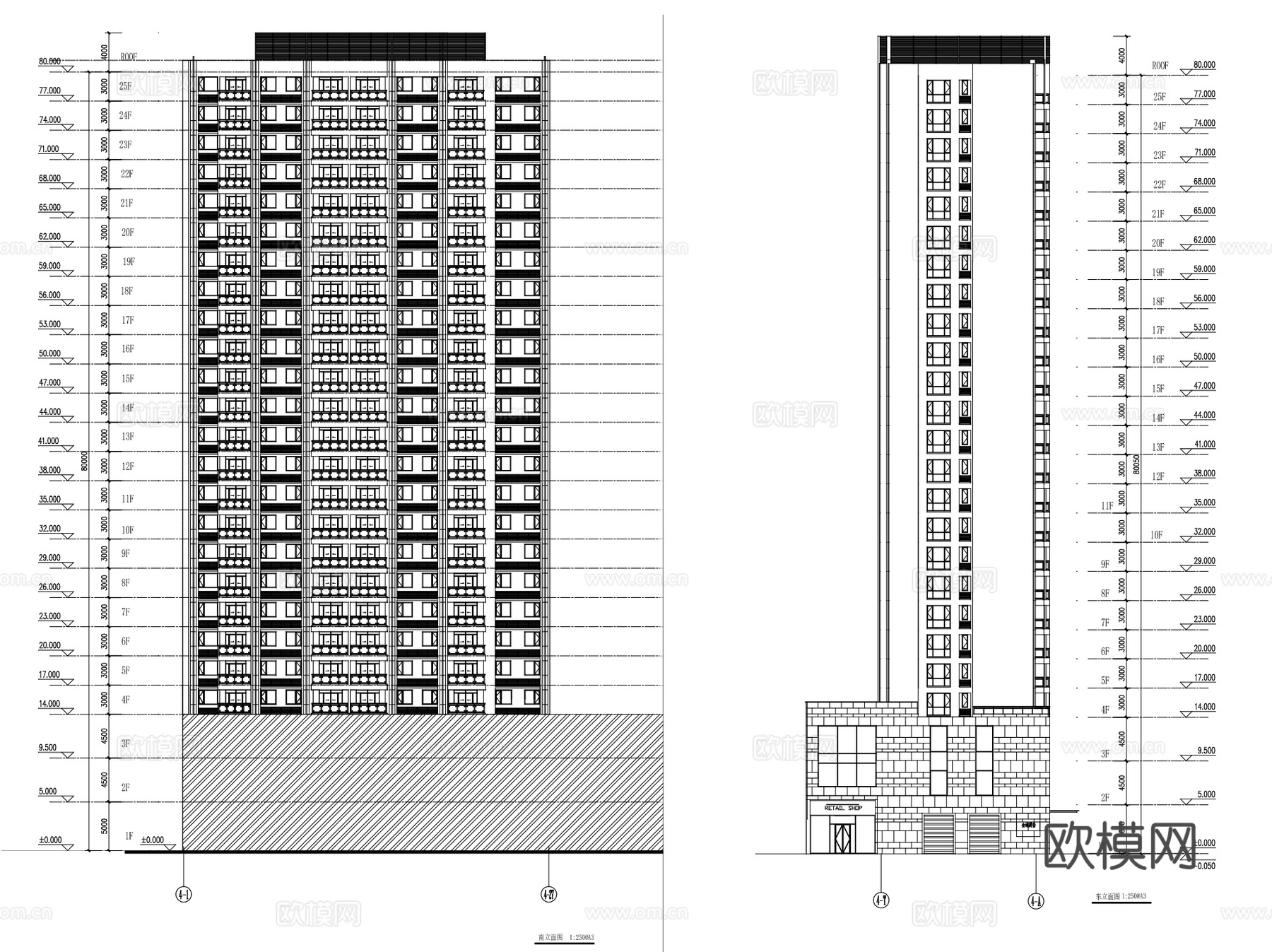 苏州万科城市商住综合体建筑CAD施工图+SU+文本cad施工图