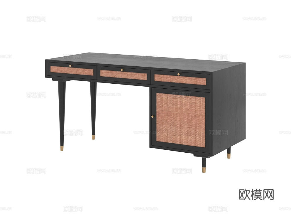 LoftDesigne 中古风书桌3d模型下载（渲染图1）