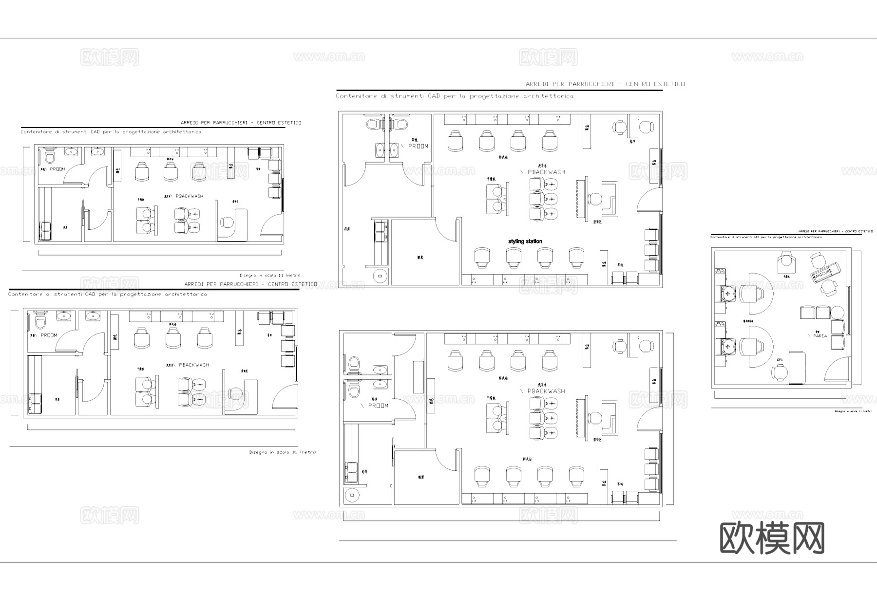 美容美发店设备软装平面室内CAD图块图库cad施工图