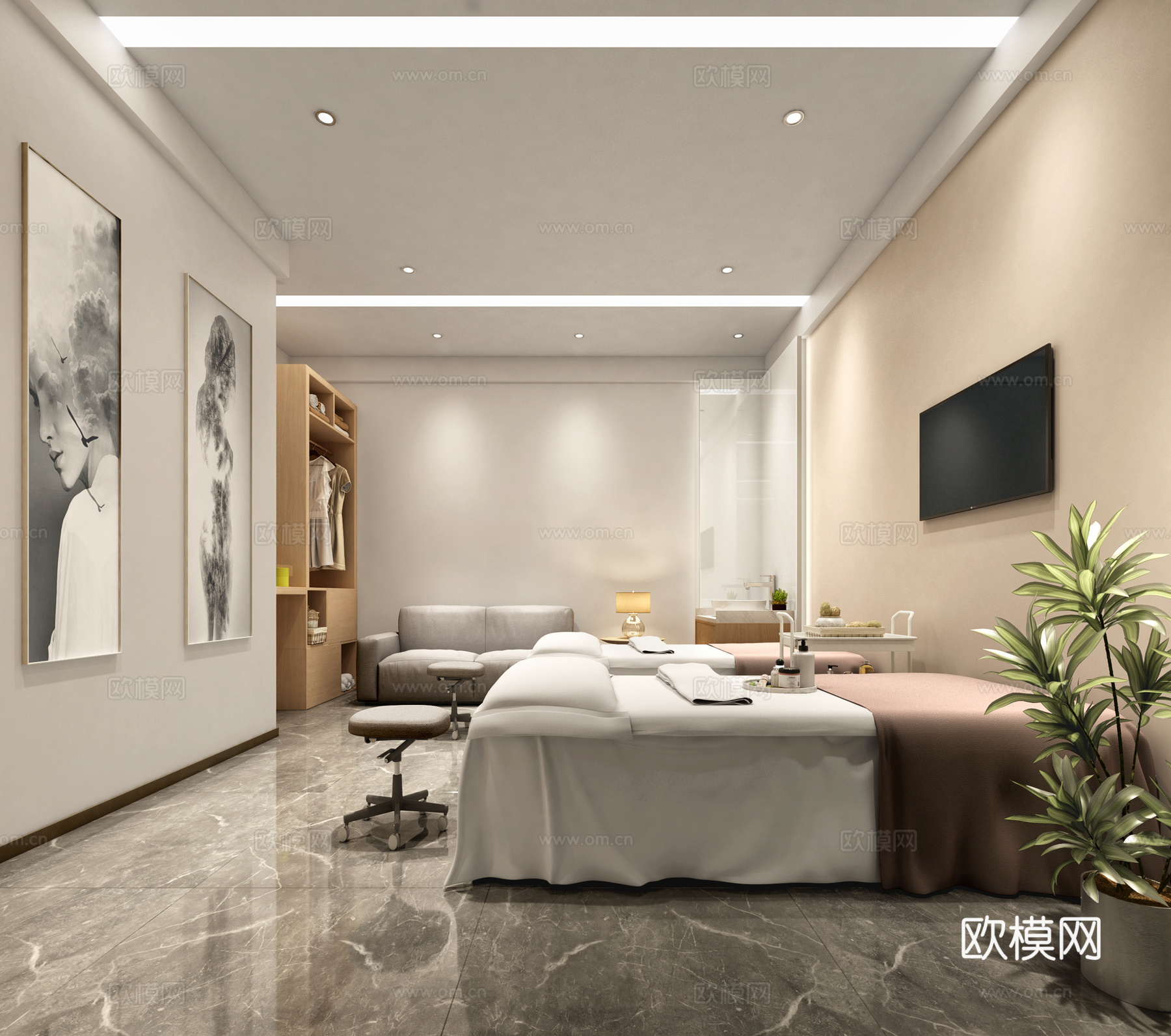 轻奢美容整形医院施工图+效果图cad施工图