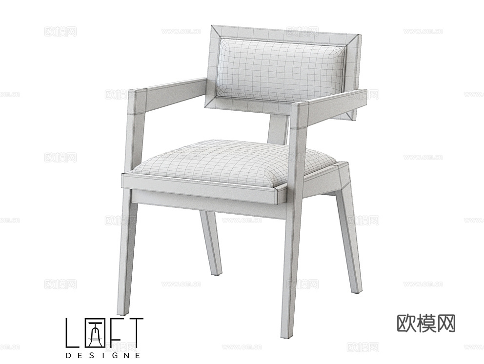 LoftDesigne 中古风椅子 书椅3d模型下载（渲染图2）