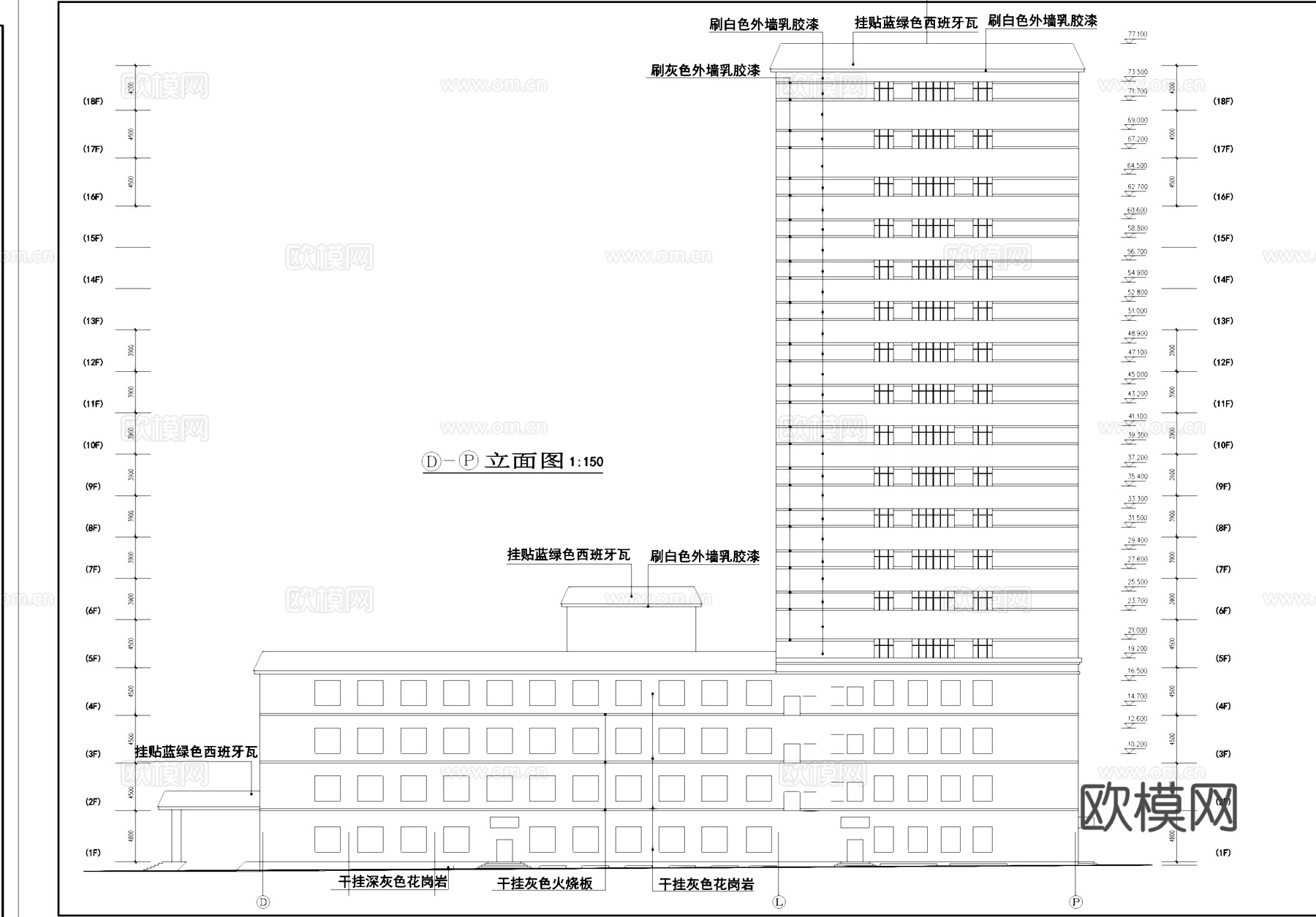 18层中医院门诊住院综合楼建筑CAD施工图全套cad施工图