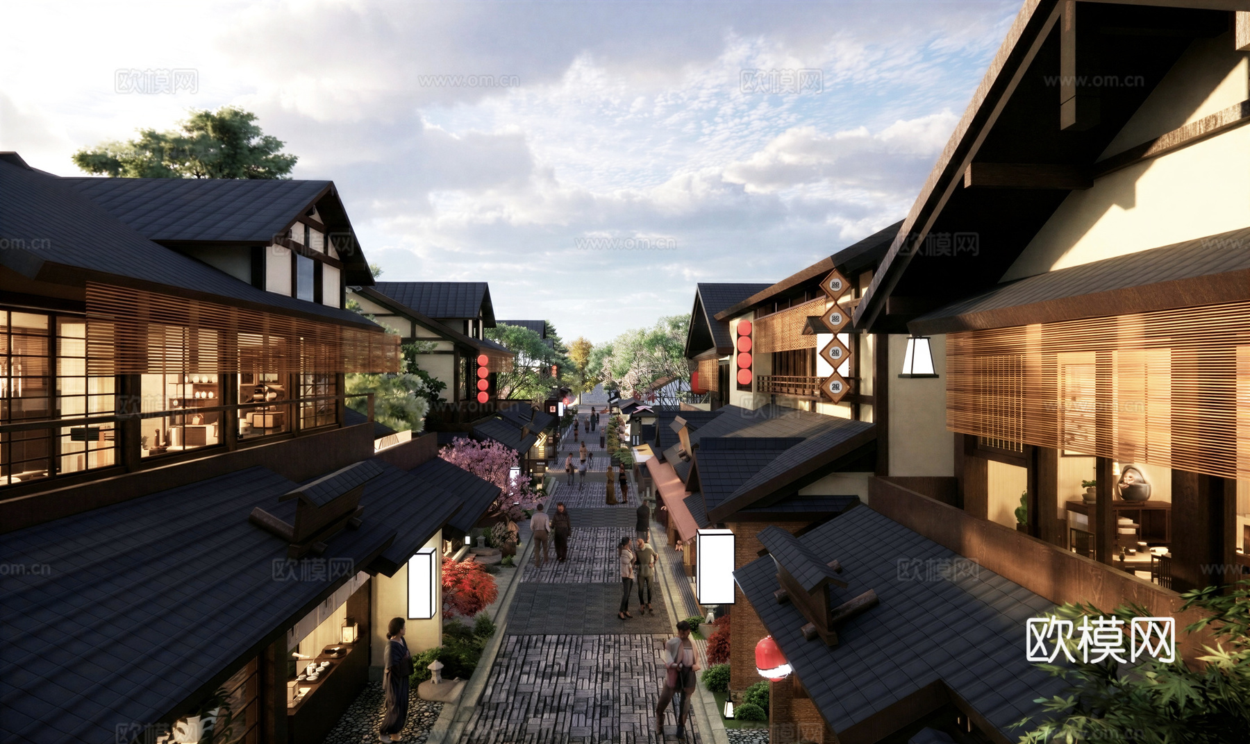 日式商业街su模型