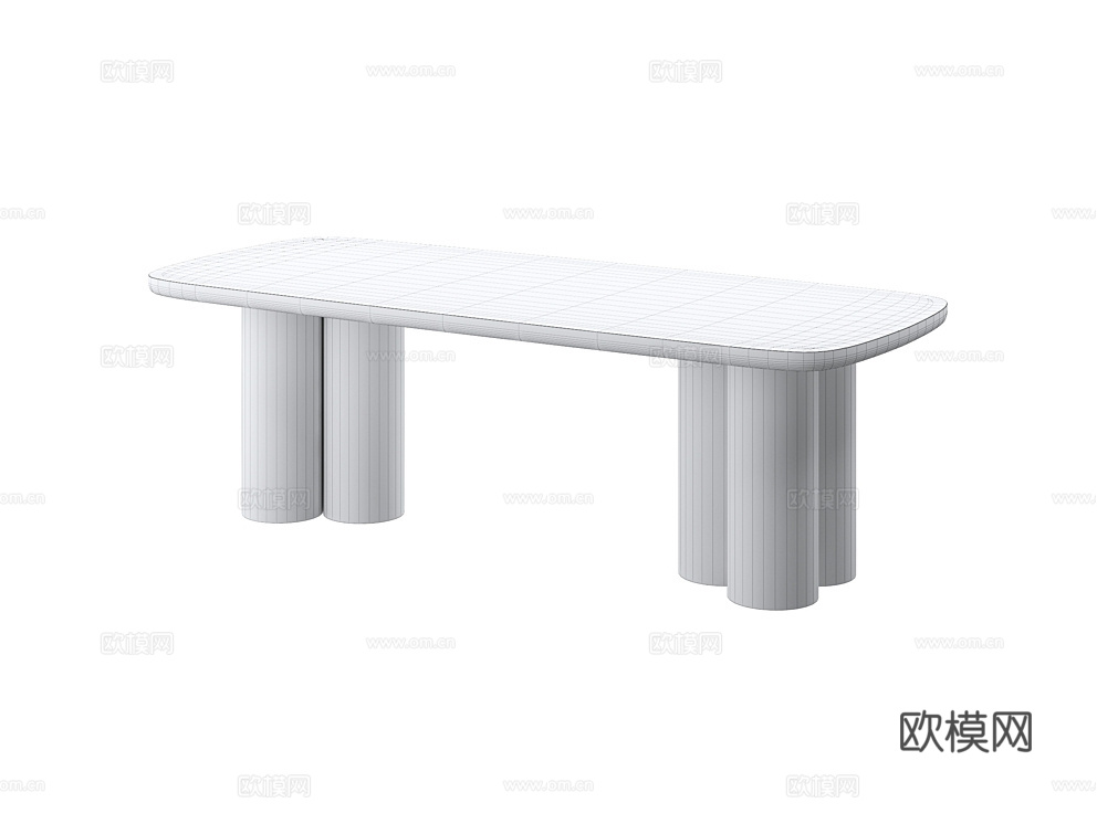 LoftDesigne 原木风餐桌3d模型下载（渲染图2）