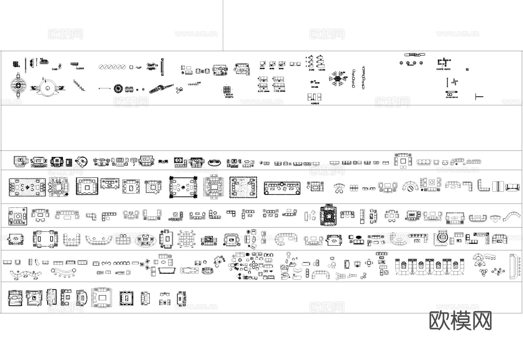 餐饮室内空间平面CAD图块图库cad施工图