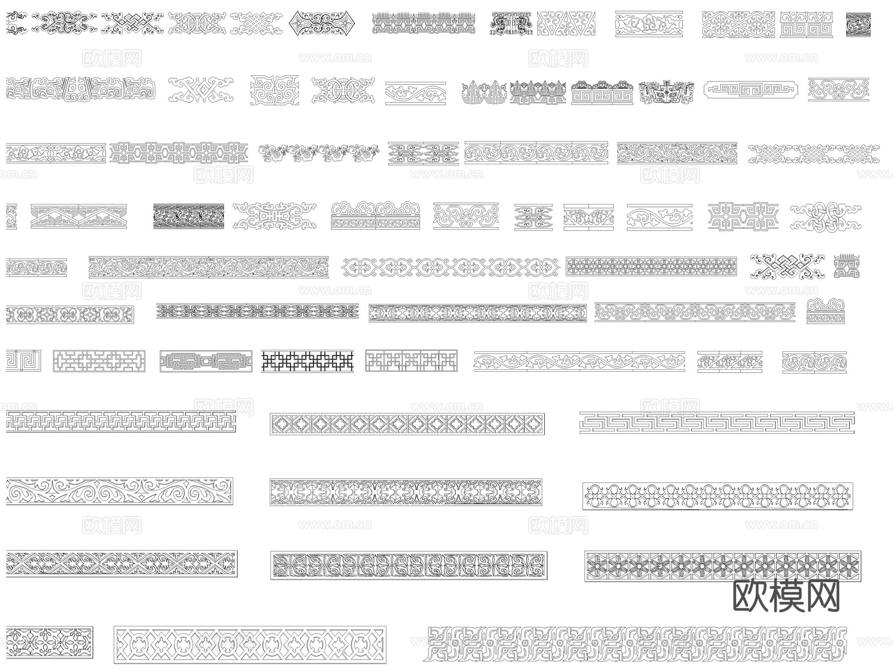2026年最新中式雕花角花角线CAD图库cad施工图