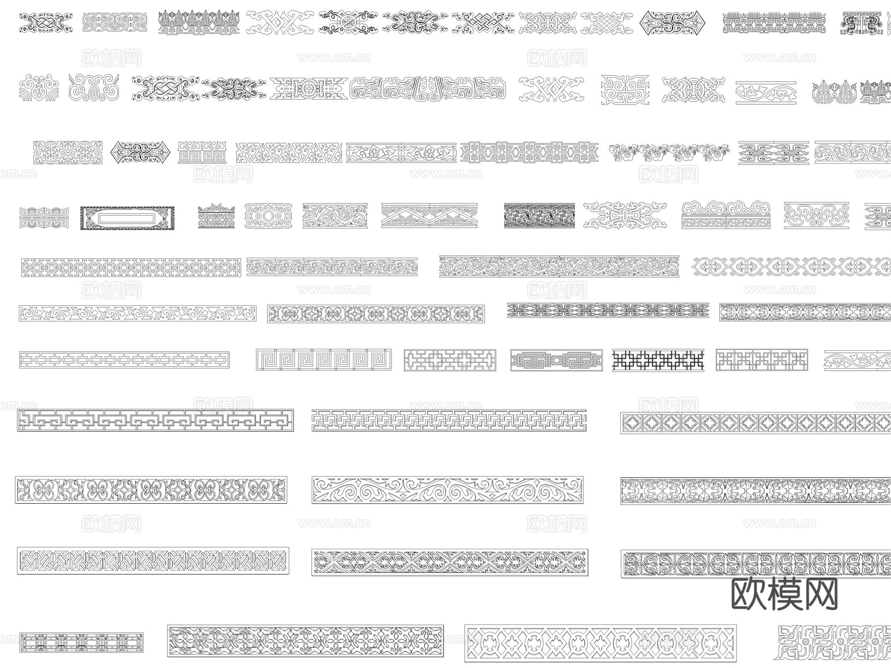 2026年最新中式雕花角花角线CAD图库cad施工图