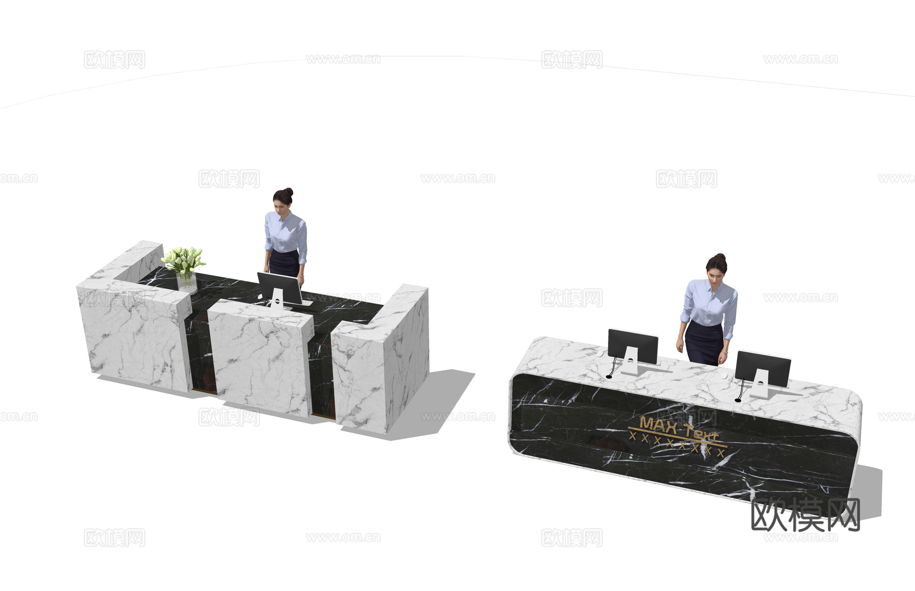 电脑 酒店前台 展厅 办公su模型