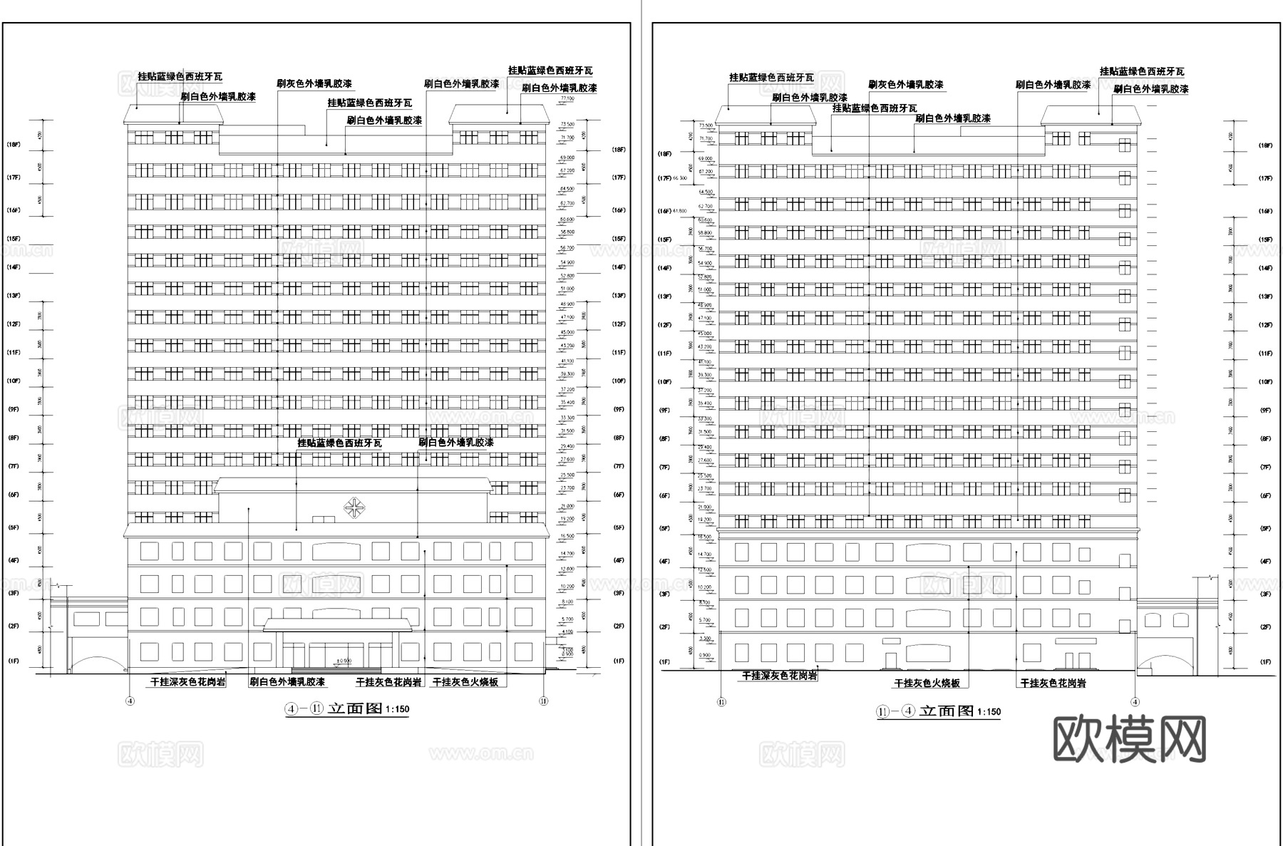 18层中医院门诊住院综合楼建筑CAD施工图全套cad施工图