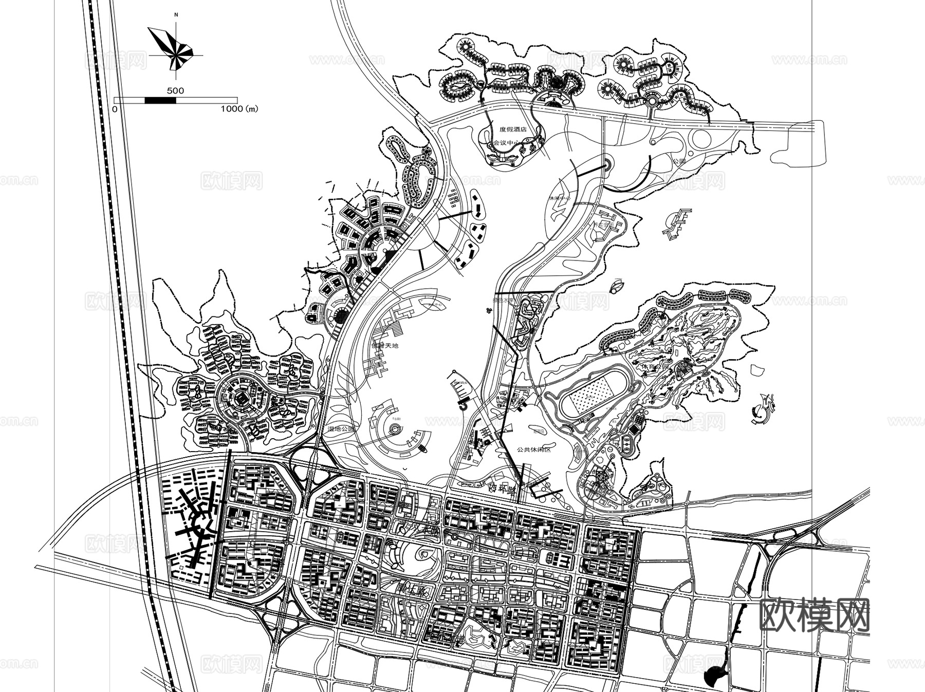 城市设计区域规划总平面CAD施工图集 50套cad施工图