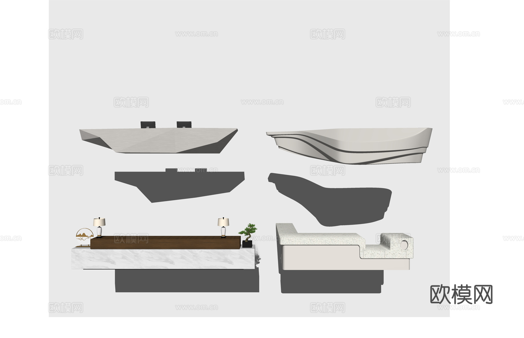 大厅 公司前台 接待 电脑 展厅 前台接待su模型