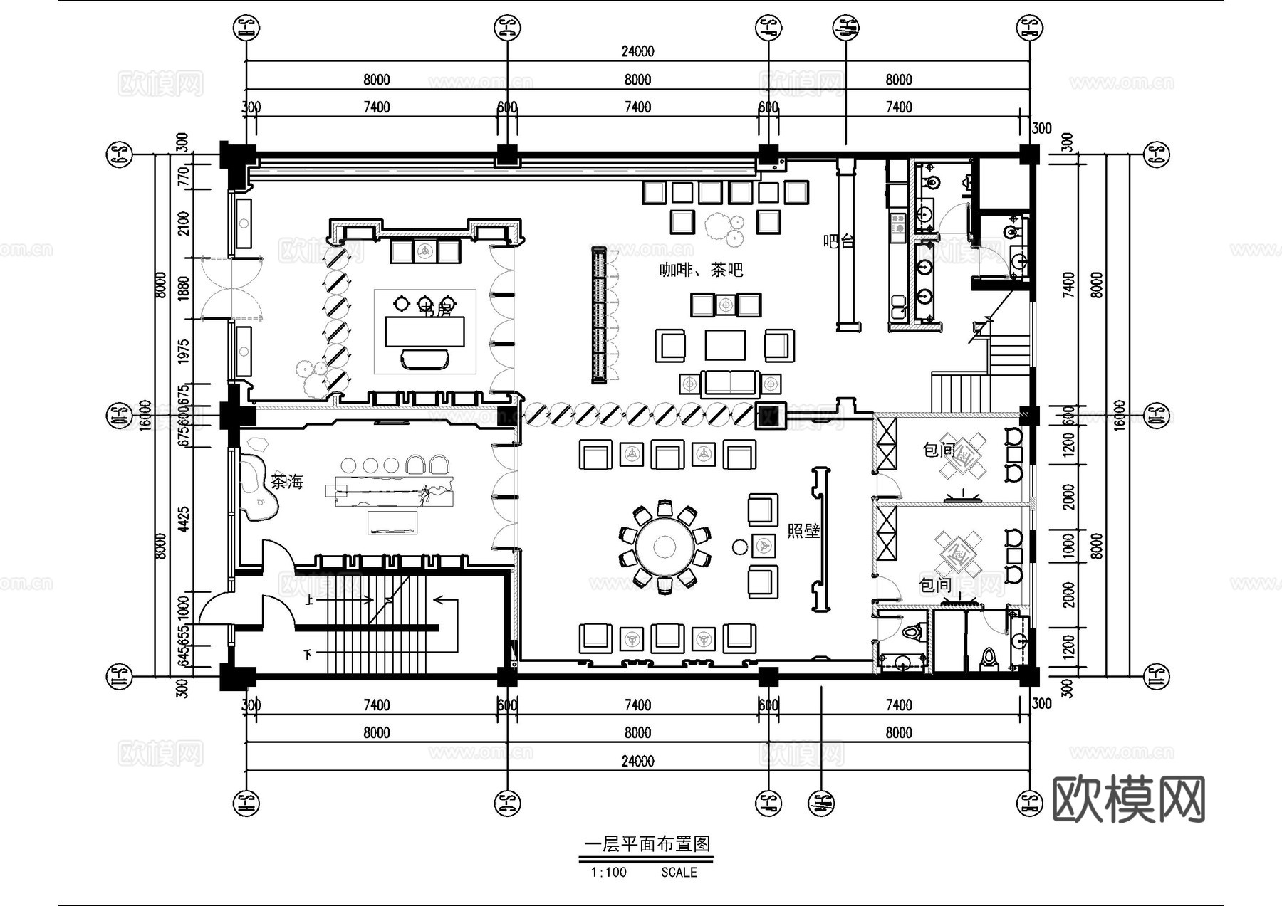 茶叶店平面方案cad施工图