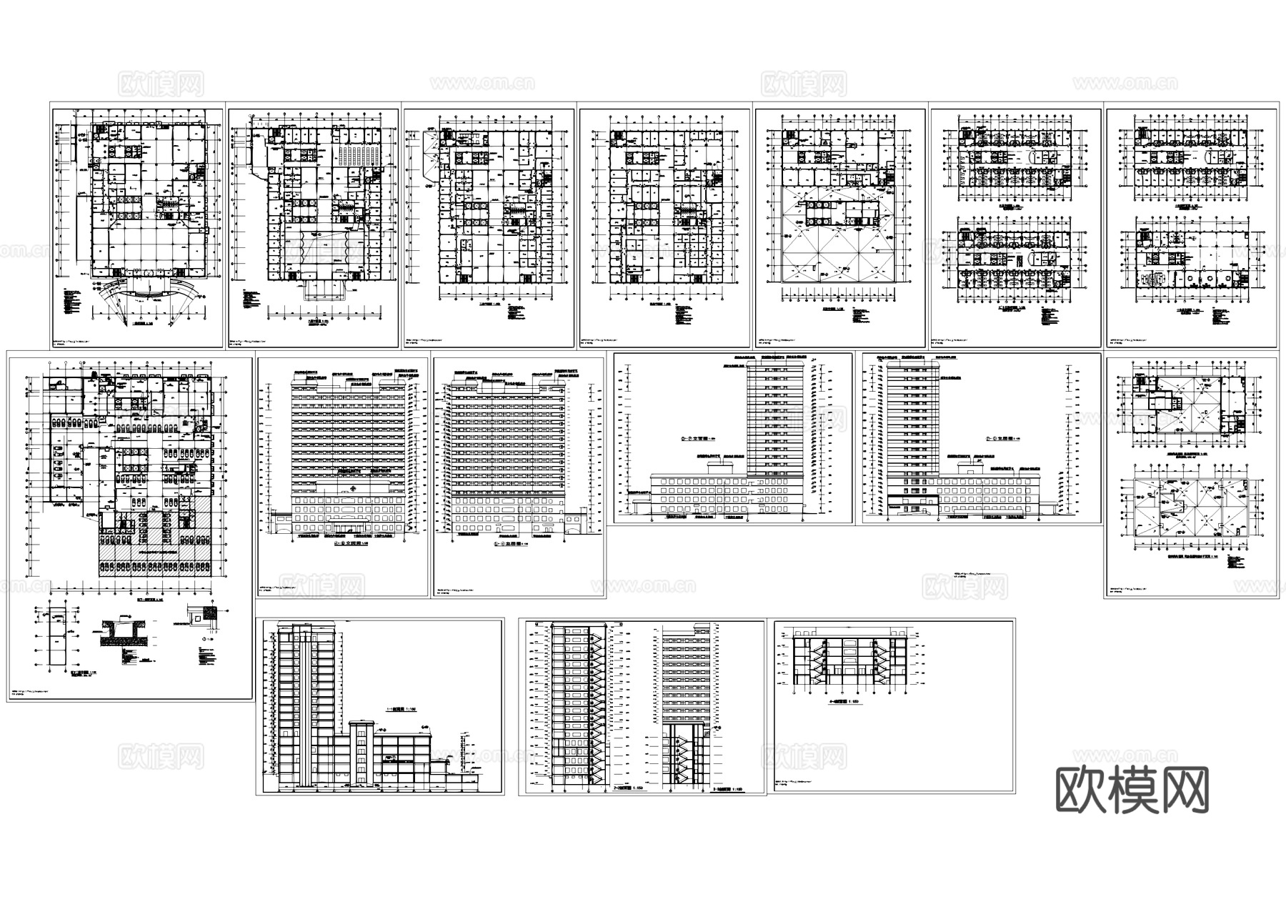 18层中医院门诊住院综合楼建筑CAD施工图全套cad施工图