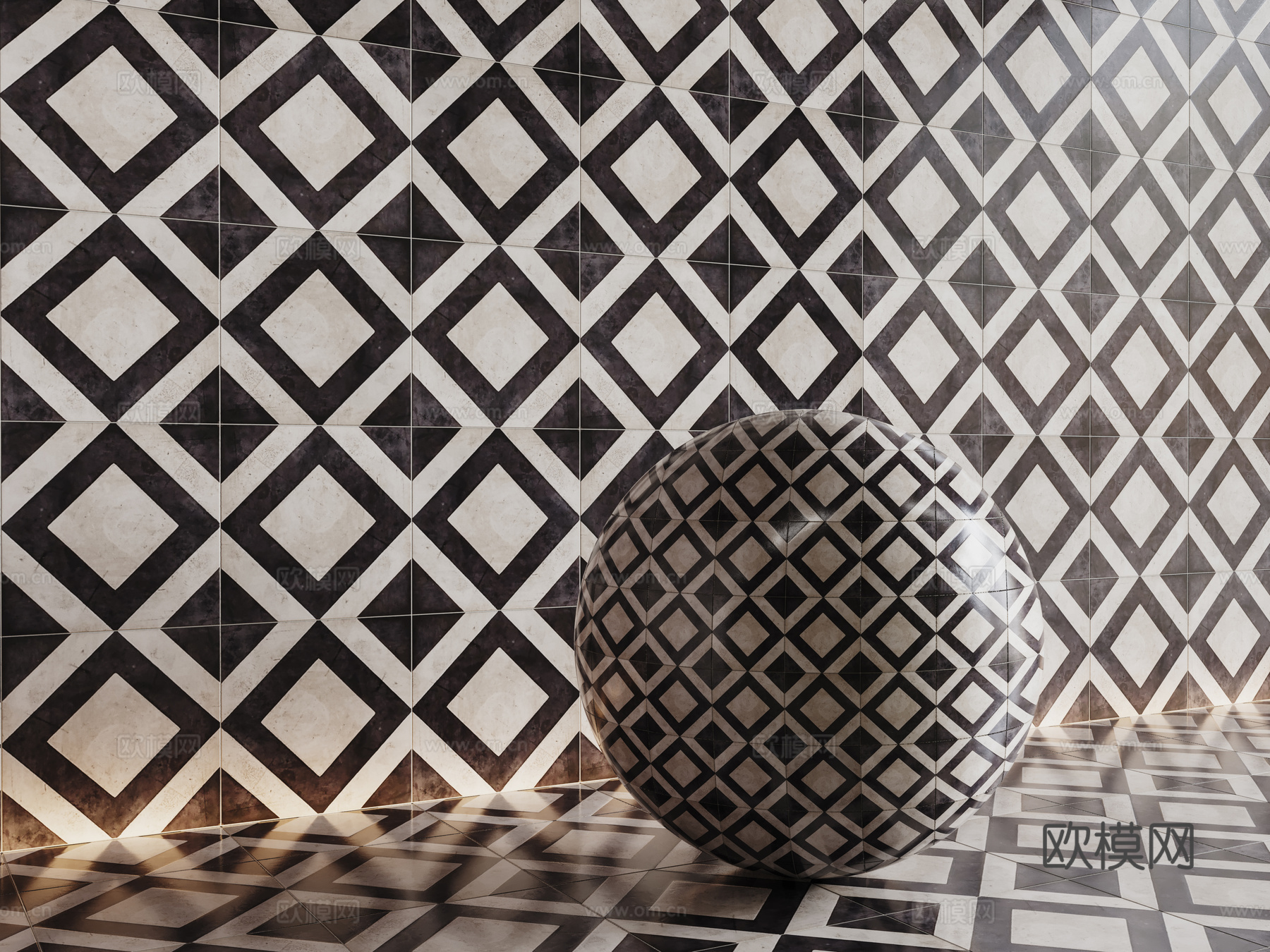 法式拼花瓷砖 厨房瓷砖 洗手间瓷砖 地砖 墙砖 花砖su模型