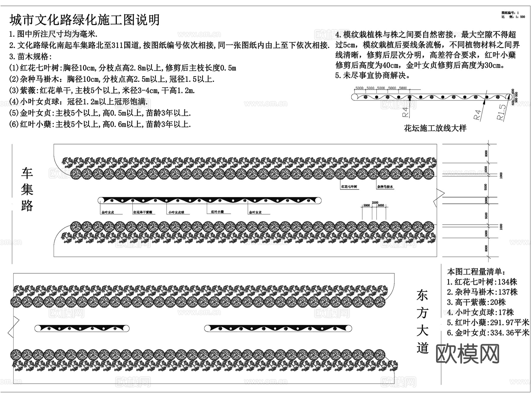 城市道路景观规划设计CAD施工图集 25套cad施工图