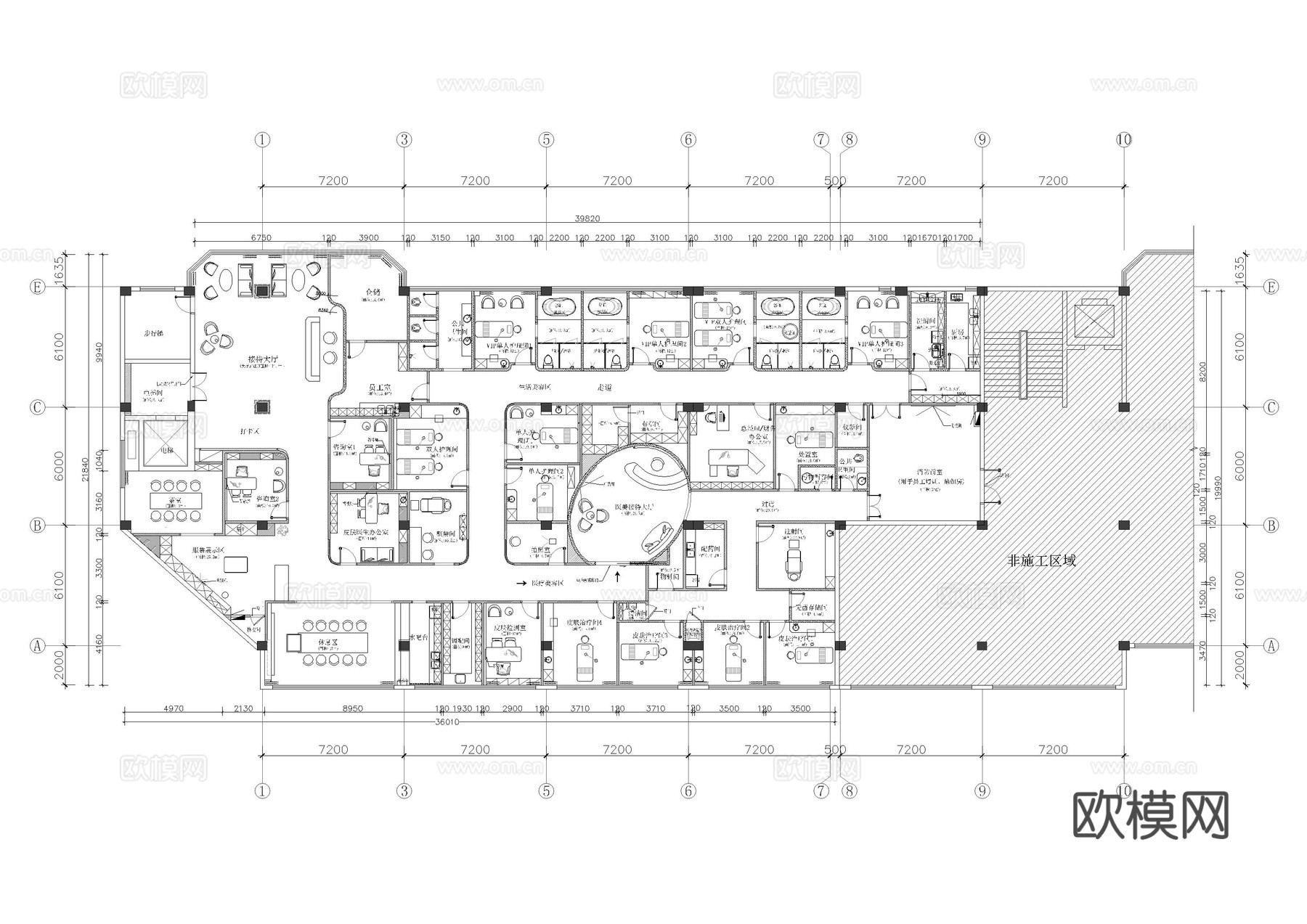 中山医疗美容施工图cad施工图