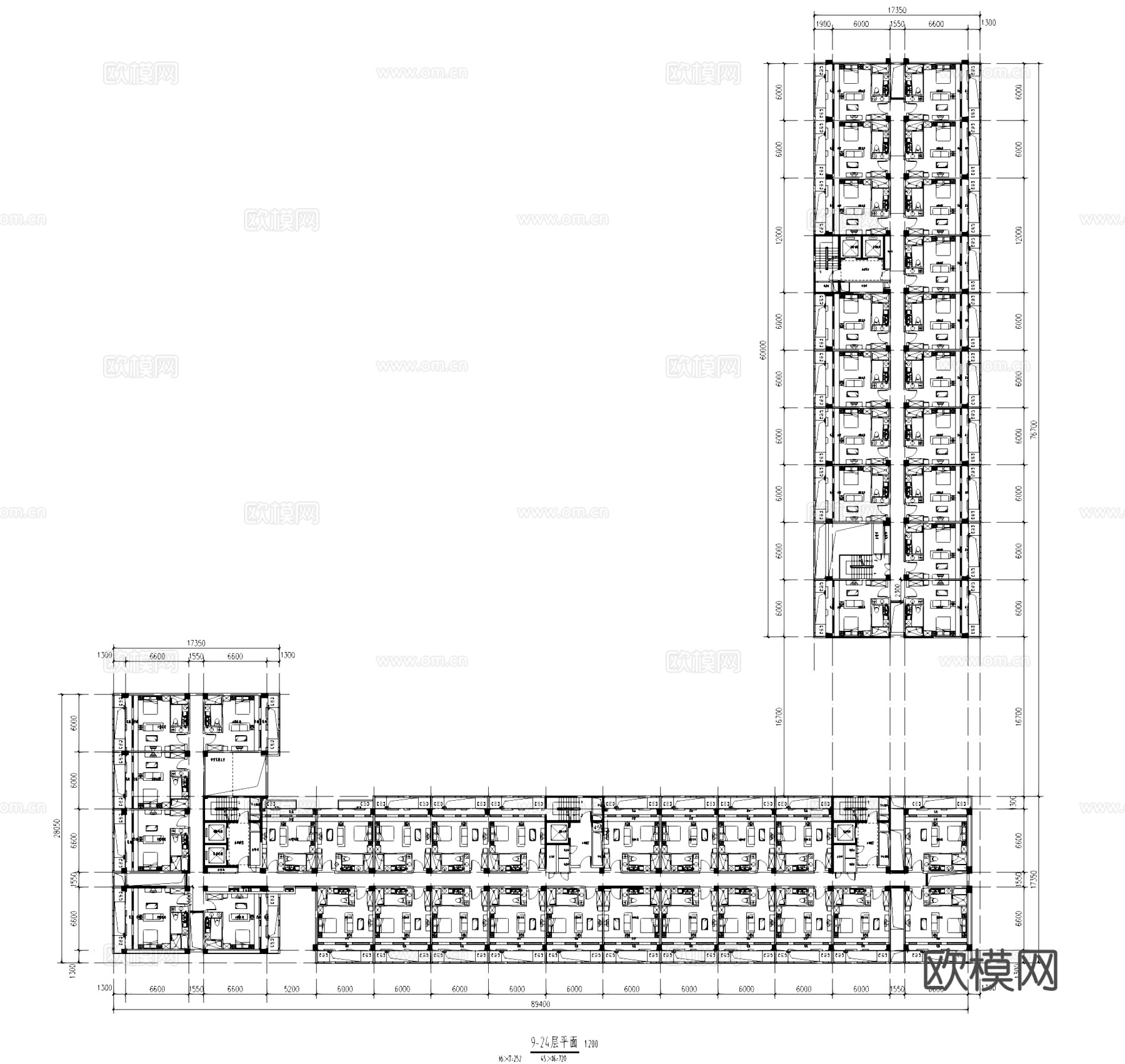 600户公寓住宅建筑平面户型图CAD施工图cad施工图