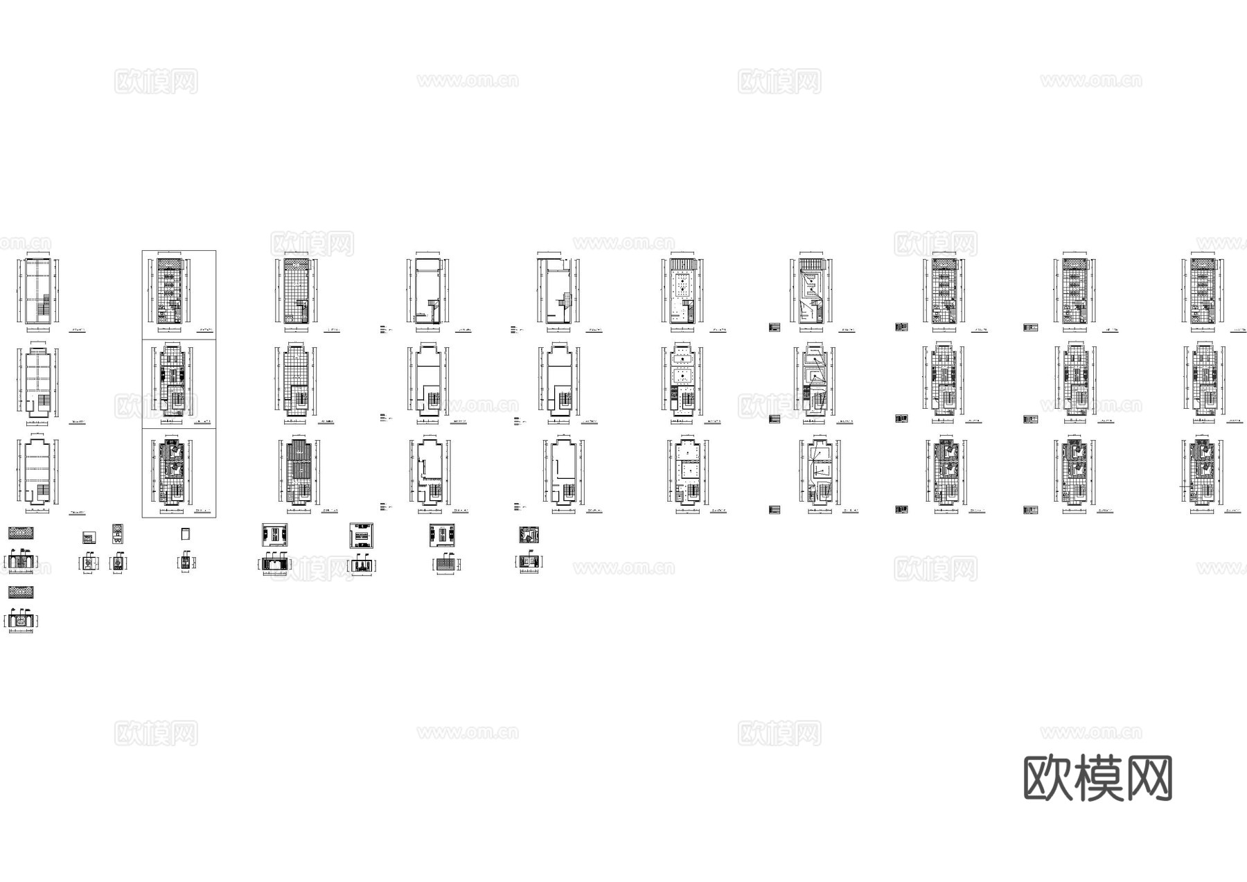 三层茶叶店平面方案cad施工图