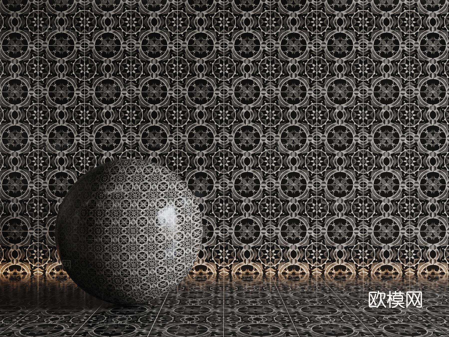 法式拼花瓷砖 厨房瓷砖 洗手间瓷砖 地砖 墙砖 花砖su模型