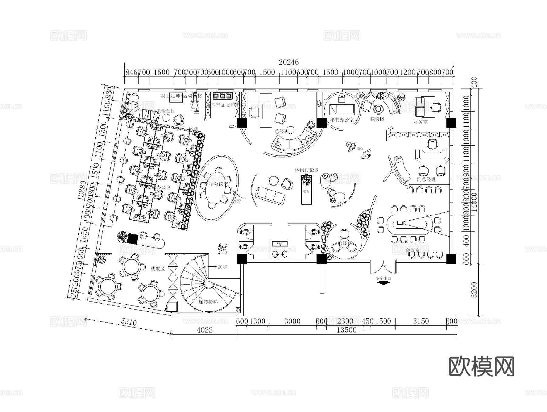 公司办公室 最新办公室施工图cad施工图