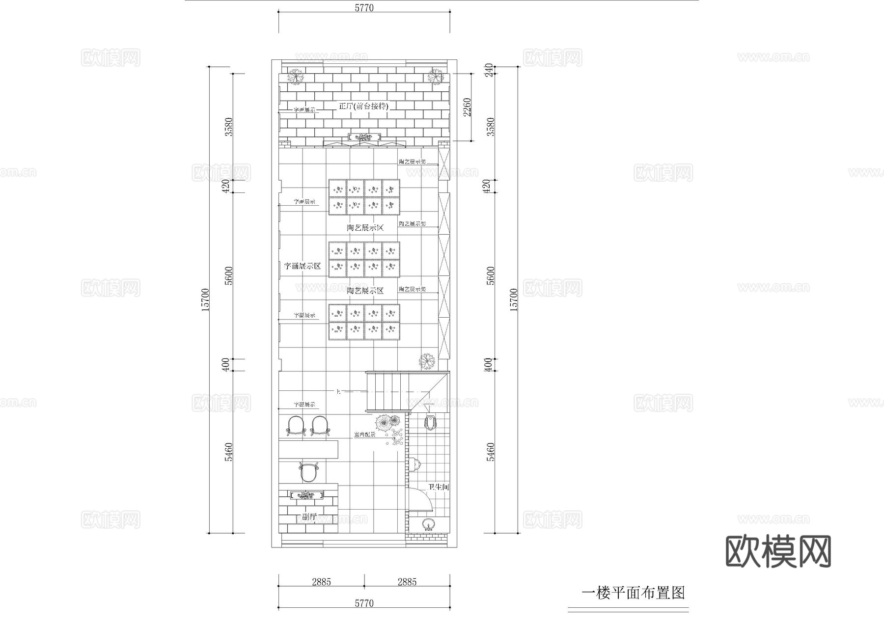 三层茶叶店平面方案cad施工图