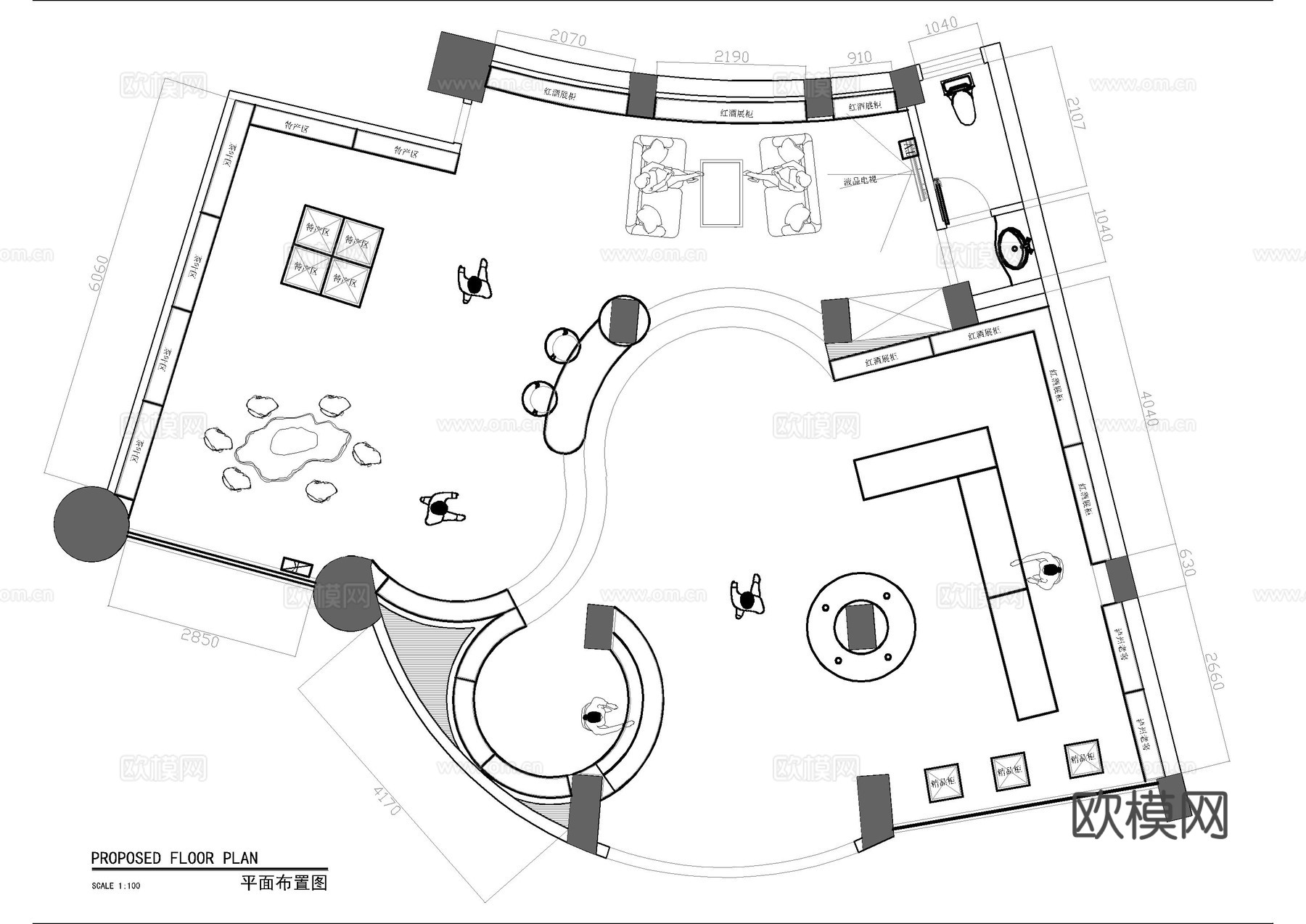 茶叶店平面方案cad施工图