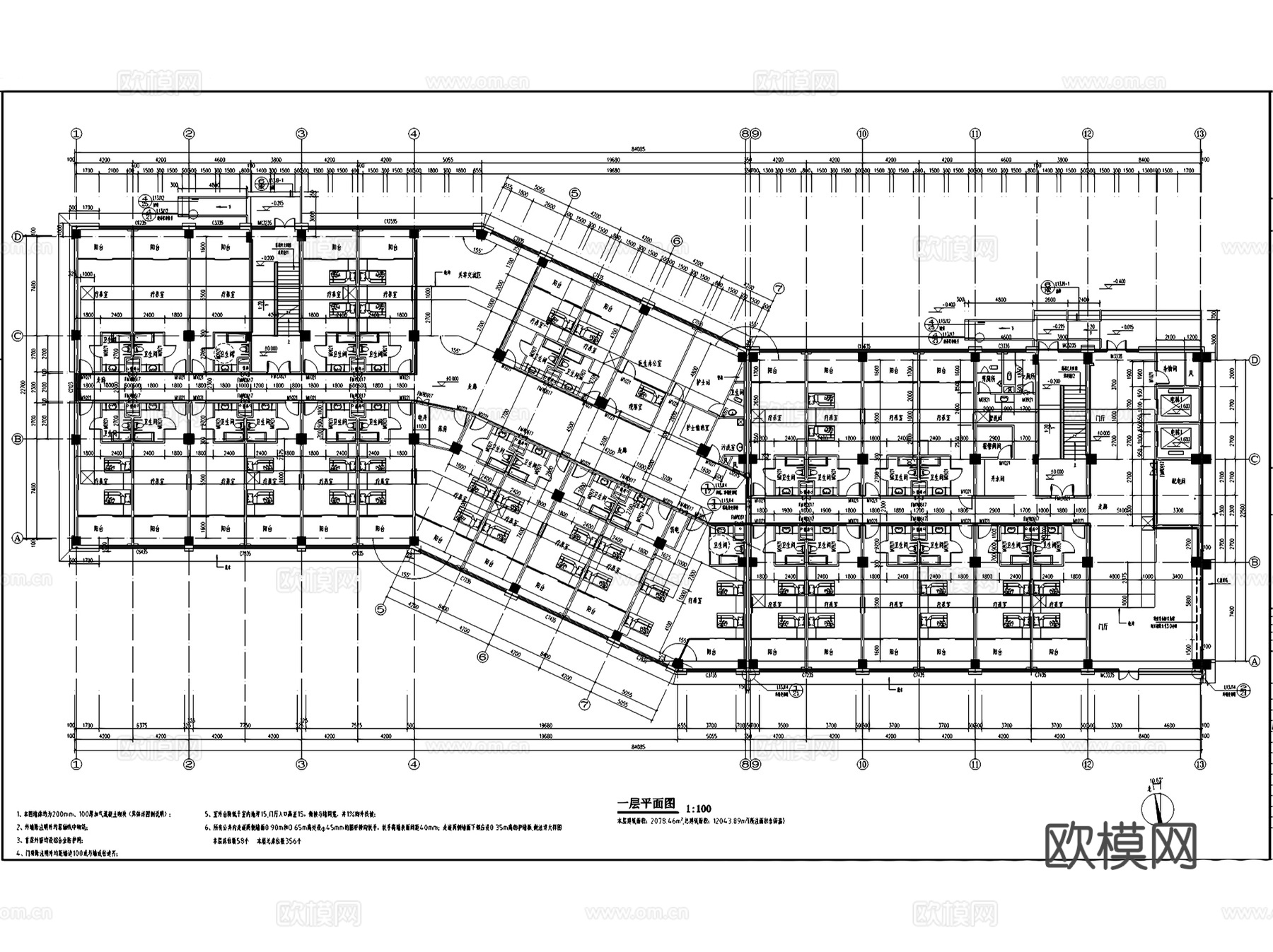 成武县养老康复中心建筑规划CAD施工图全套cad施工图