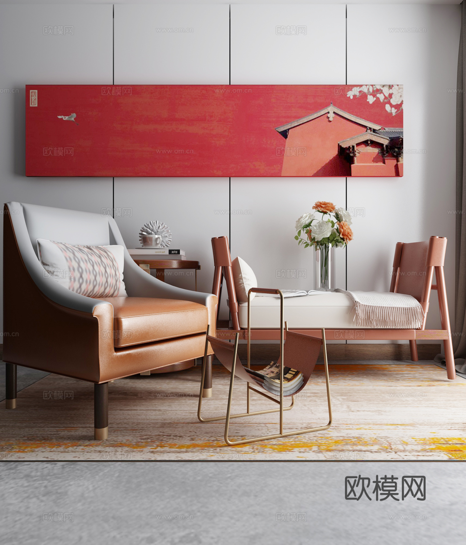 现代家居组合3d模型下载（渲染图2）