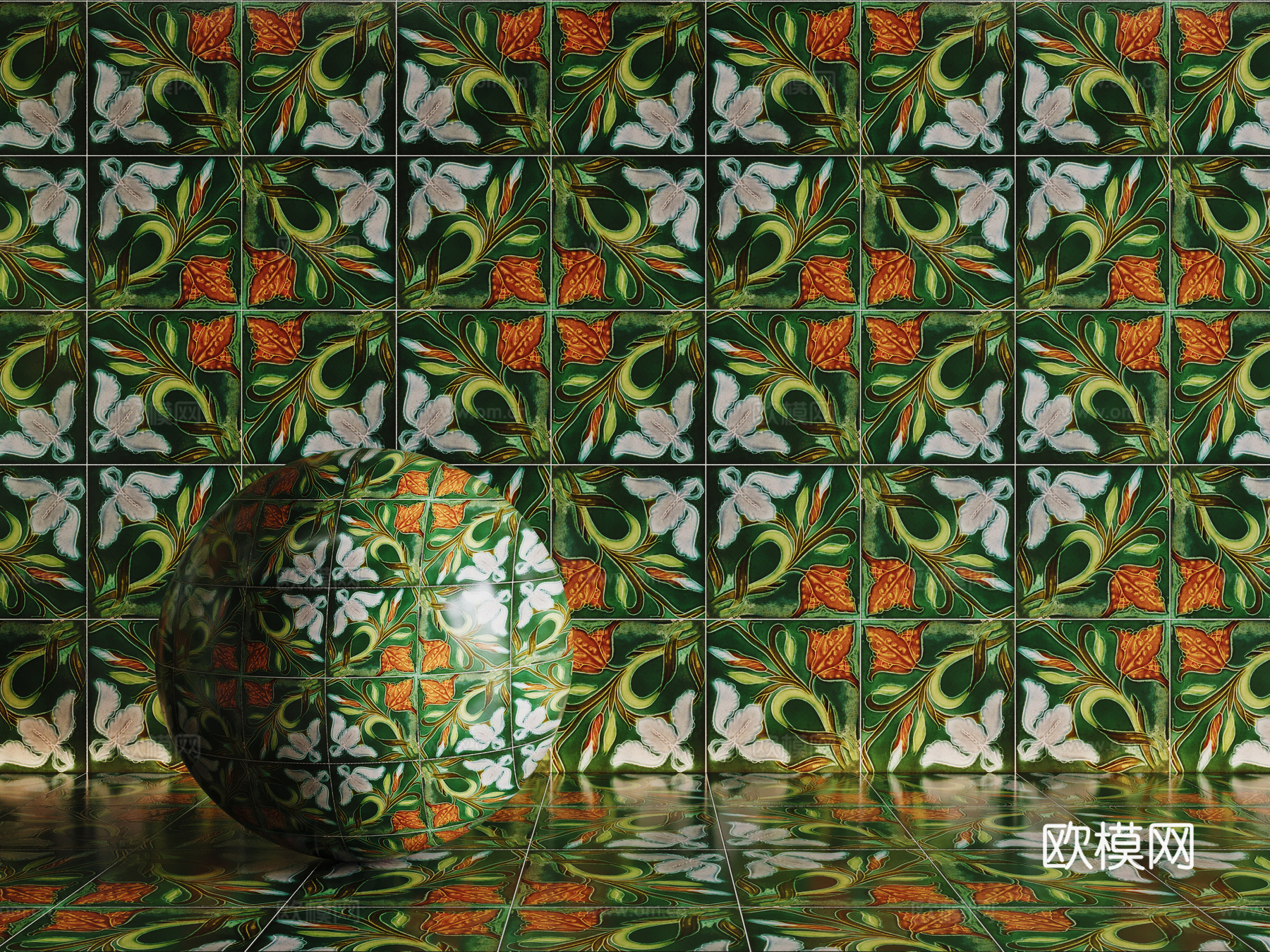 法式拼花瓷砖 厨房瓷砖 洗手间瓷砖 地砖 墙砖 花砖su模型