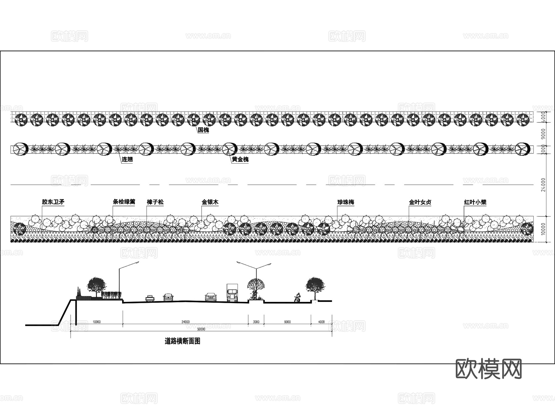城市道路景观规划设计CAD施工图集 25套cad施工图