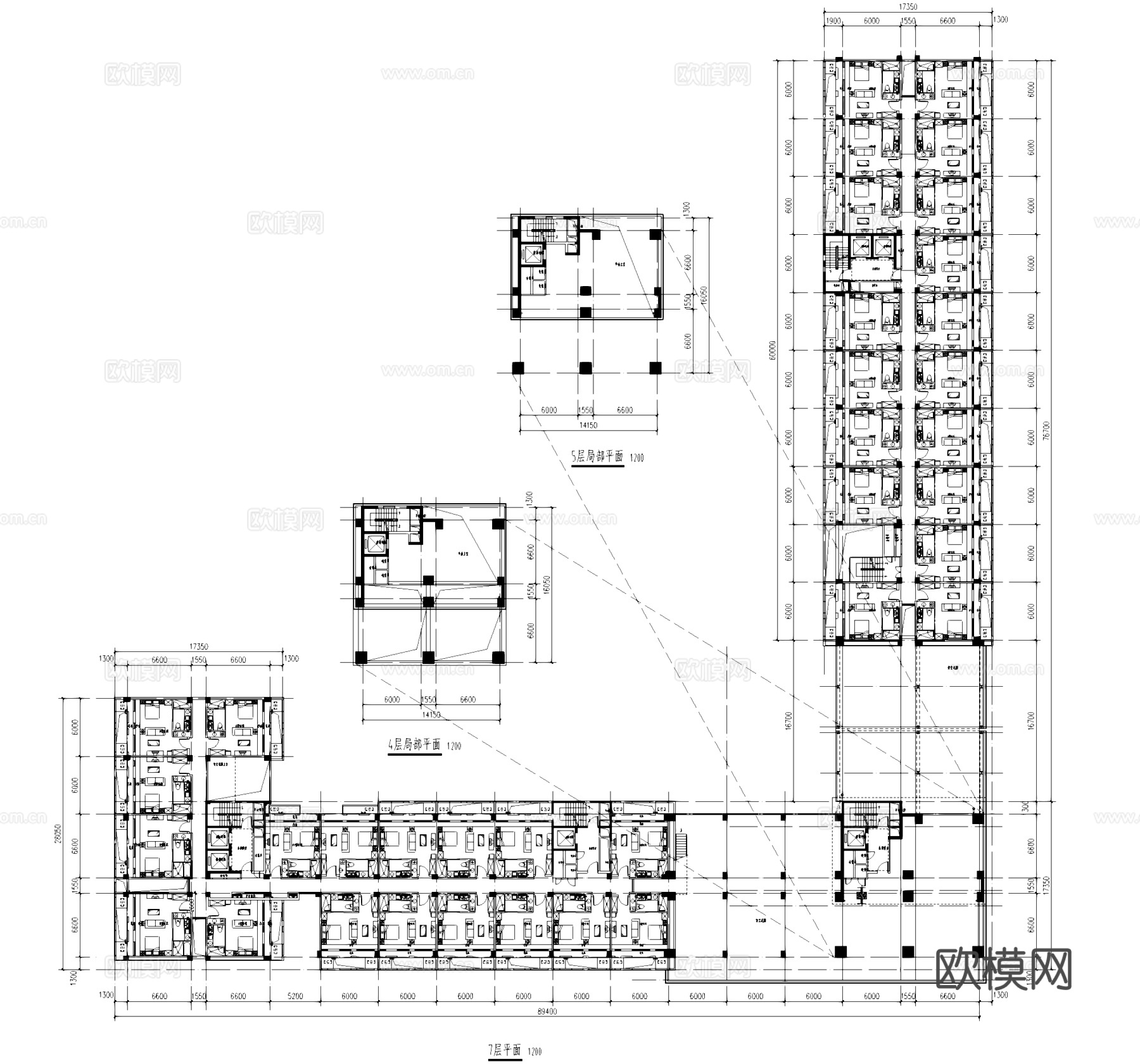 600户公寓住宅建筑平面户型图CAD施工图cad施工图
