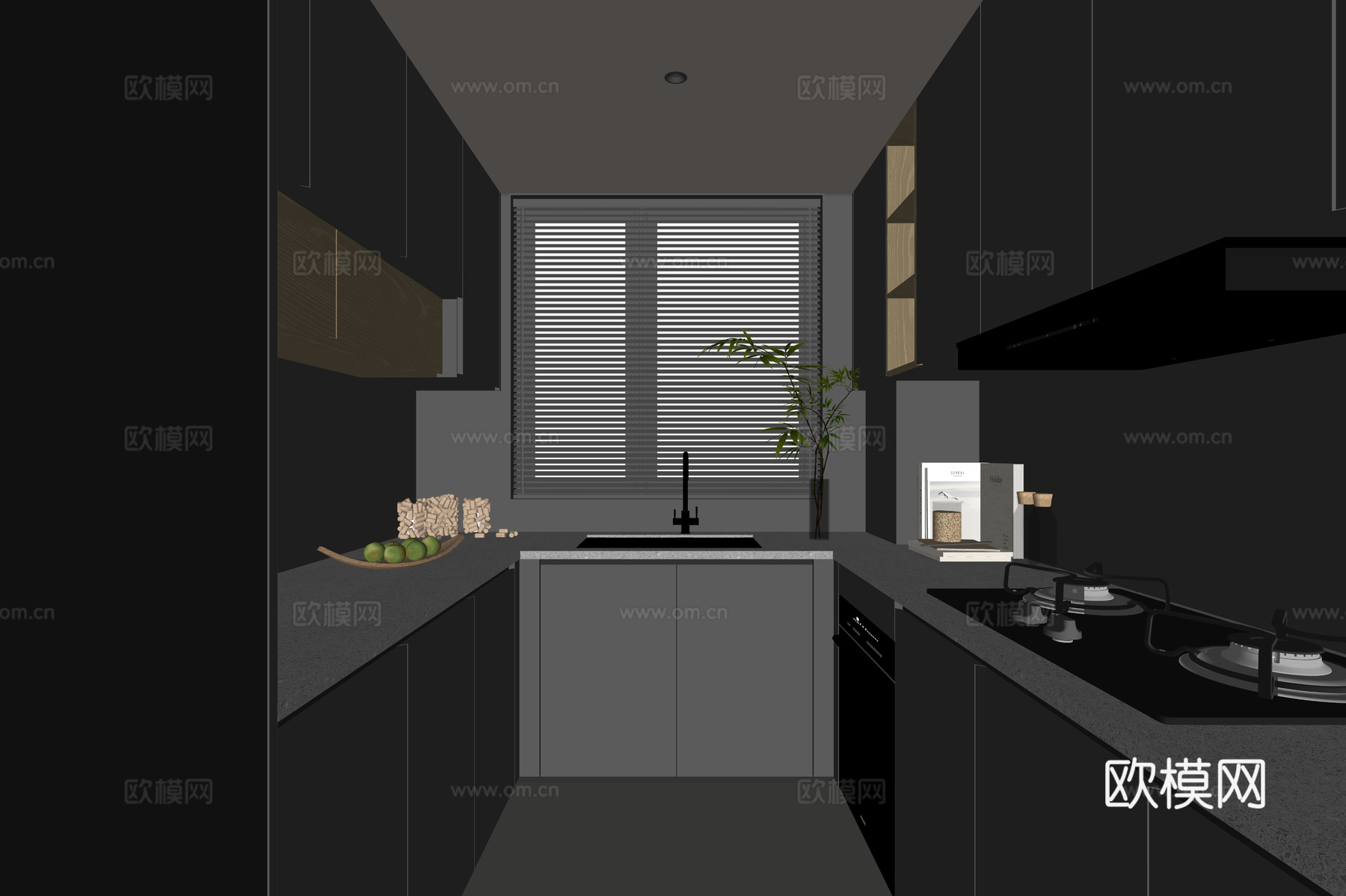 现代家居厨房su模型