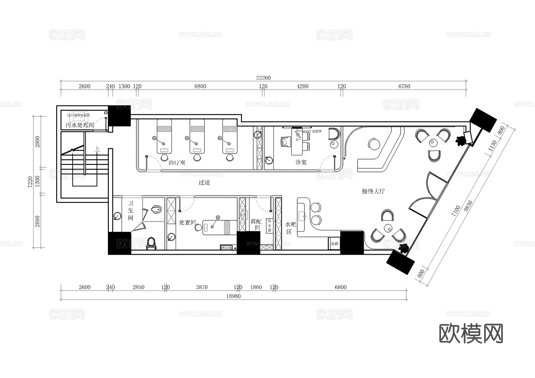 中山医美诊所施工图cad施工图