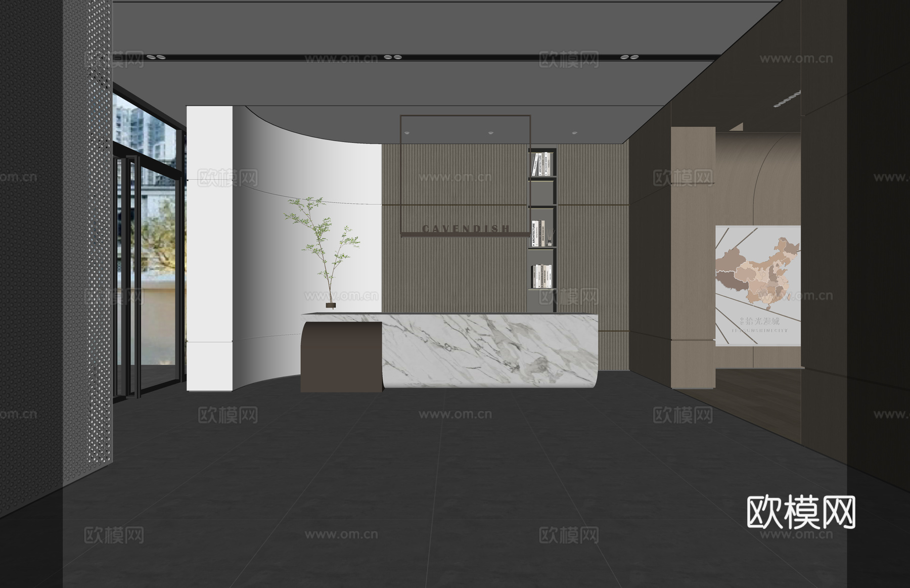 大厅 酒店前台 电脑 展厅su模型