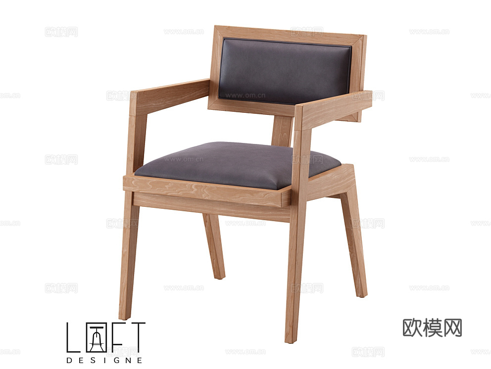 LoftDesigne 中古风椅子 书椅3d模型下载（渲染图1）