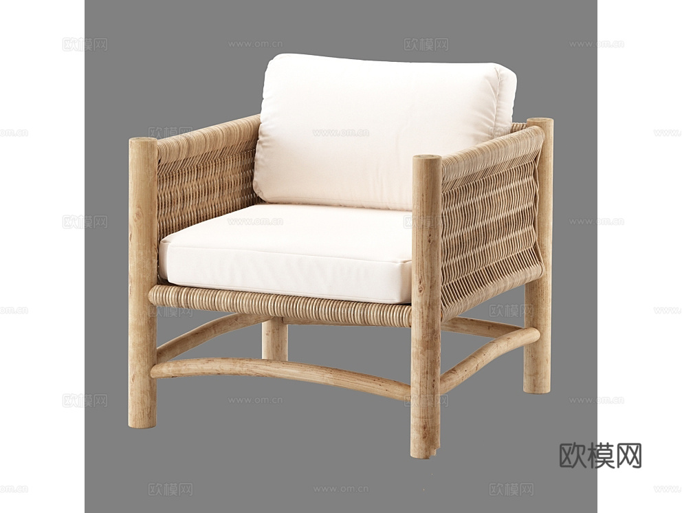 LoftDesigne 中古风户外椅3d模型下载（渲染图1）