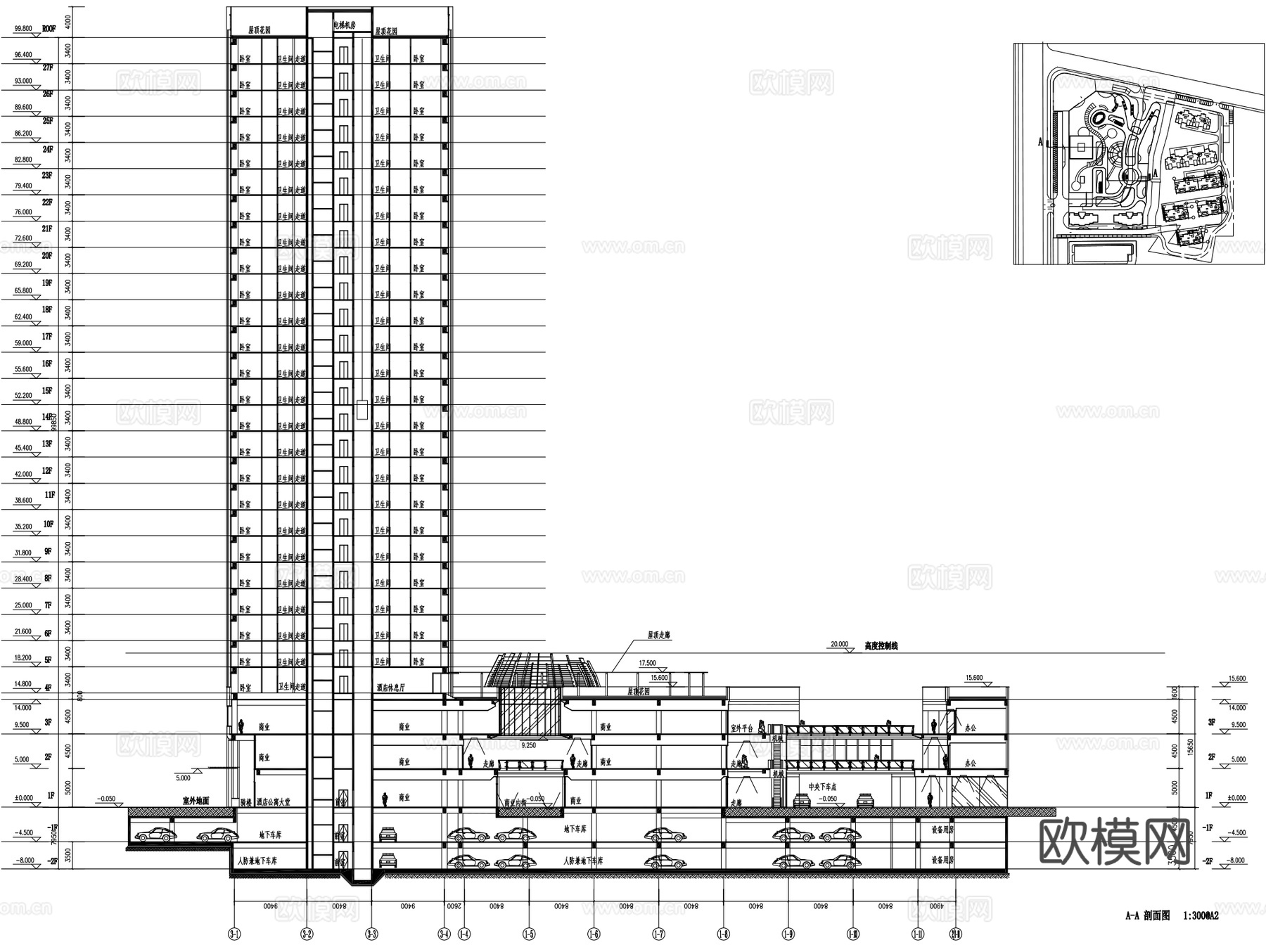 苏州万科城市商住综合体建筑CAD施工图+SU+文本cad施工图