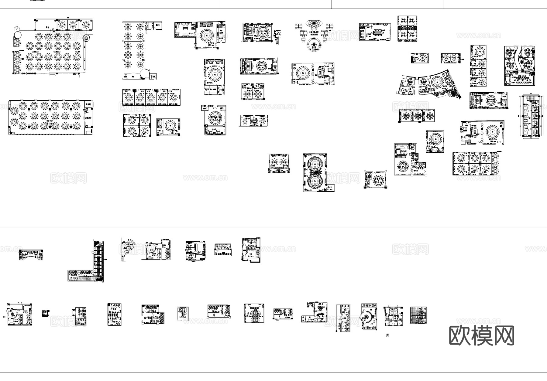 餐饮室内空间平面CAD图块图库cad施工图