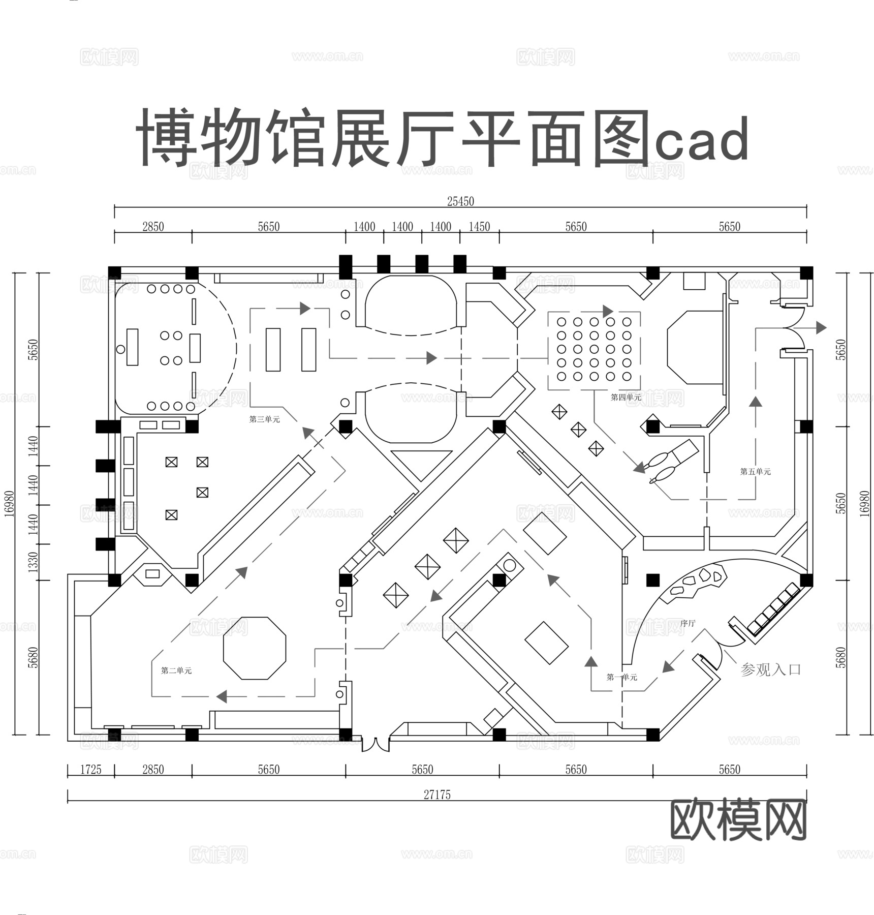 博物馆展厅平面图CADcad施工图